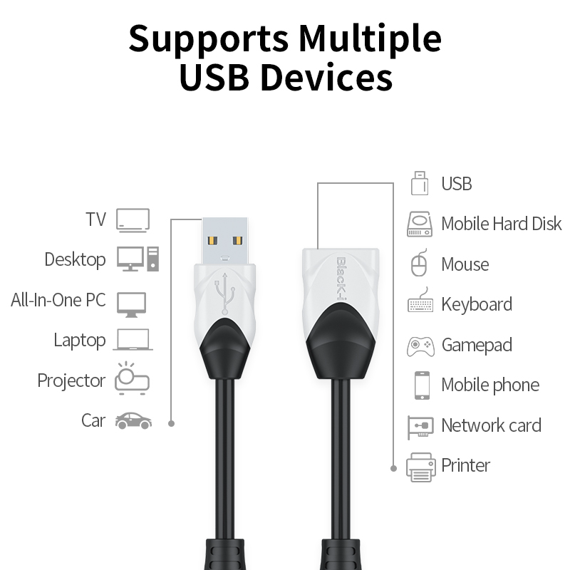 Black-i USB 2.0 Extension Cable