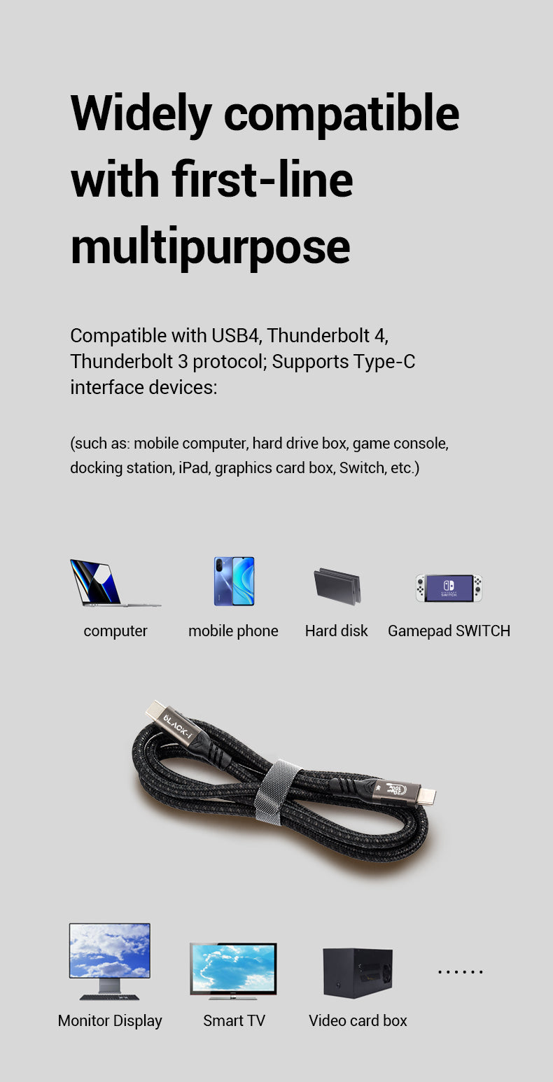 Black-i USB-C 4K Cable - 1.5 Meter Length with 20 Gbps