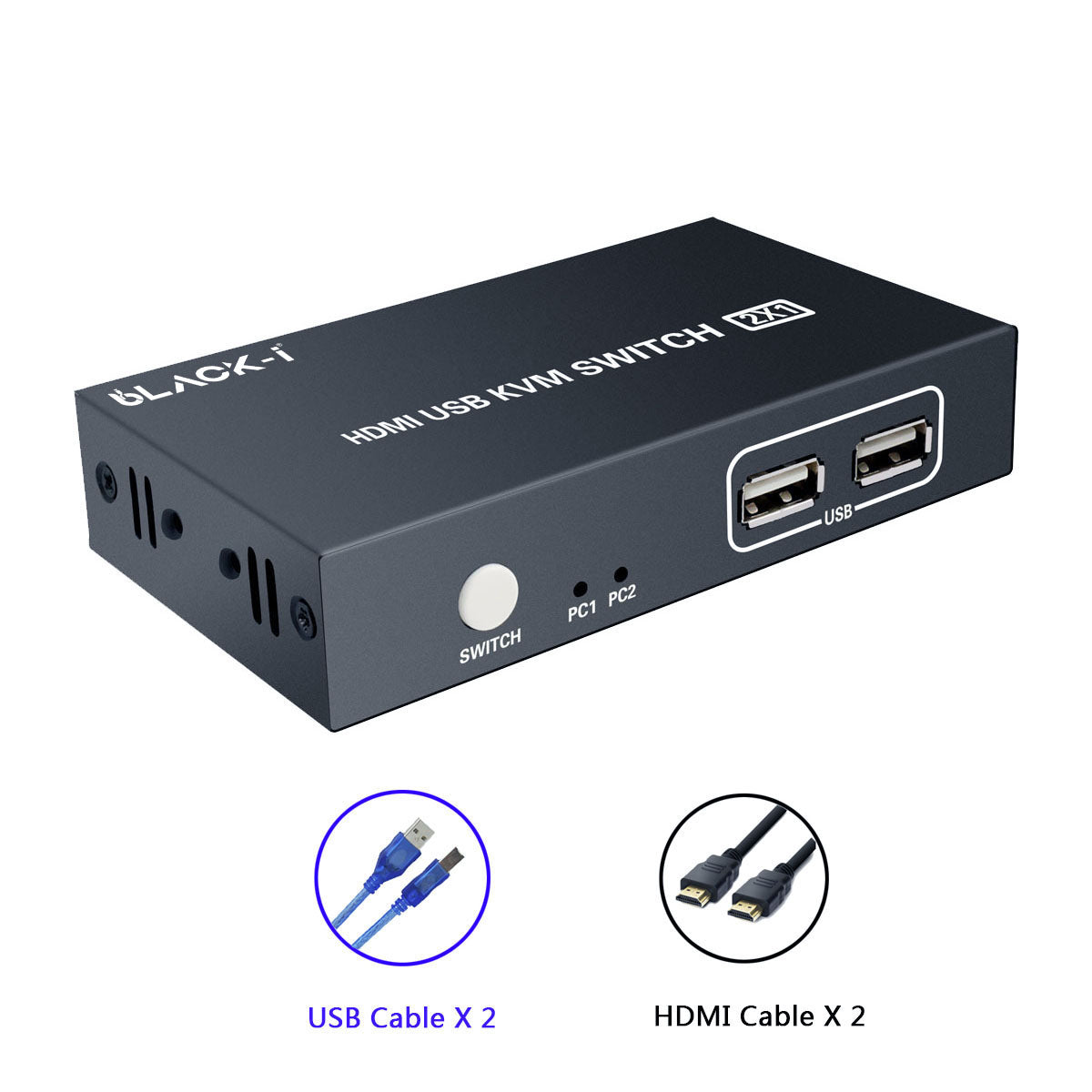 Black-i HDMI 2 in 1 Out KVM Switch 4K