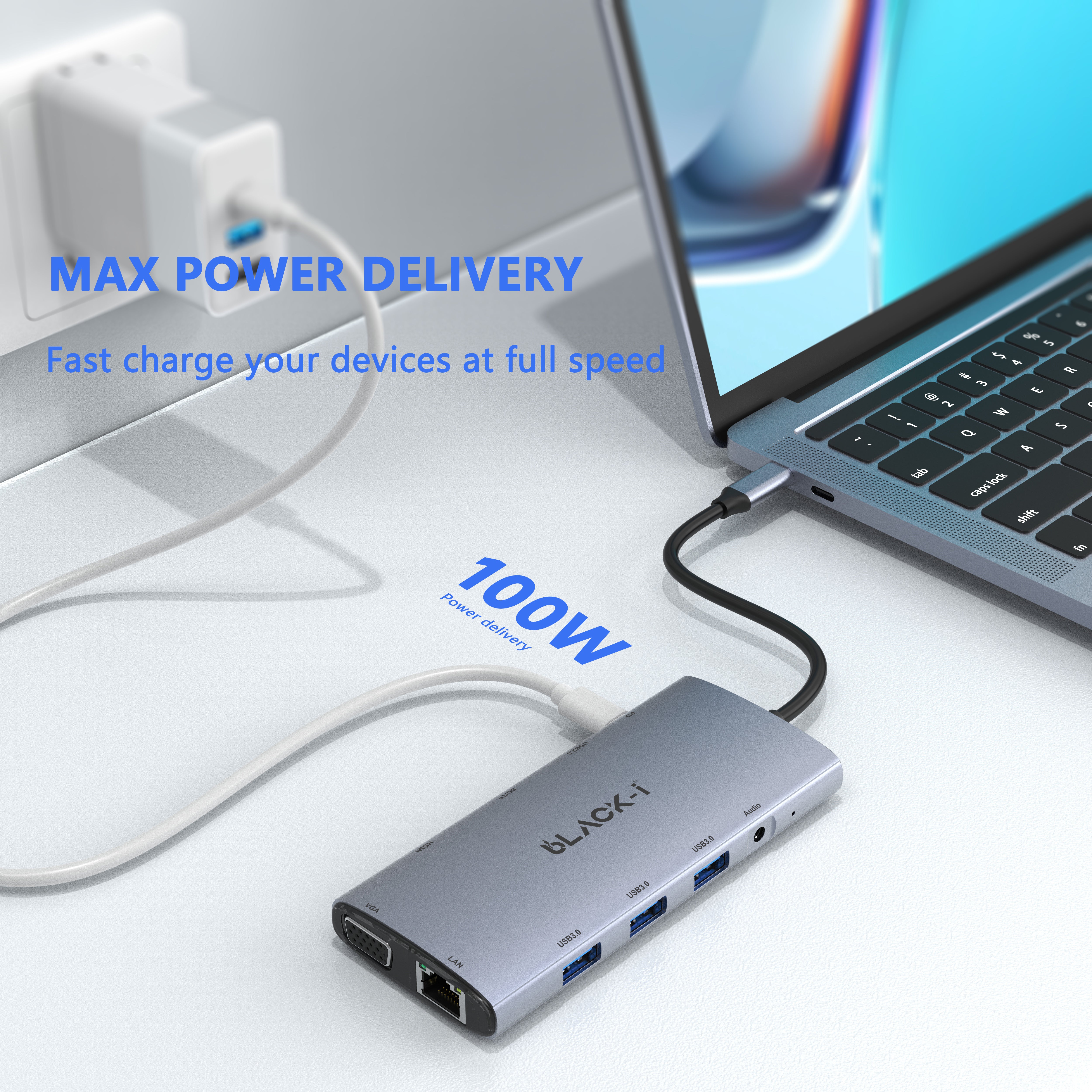 USB C docking station with power delivery 