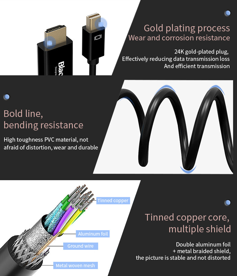 Black-i Mini DisplayPort to HDMI (4K) Cable 1.8 Meter