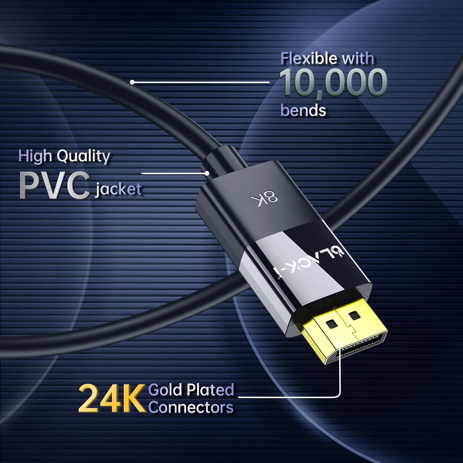 8k DisplayPort cable - Black-i
