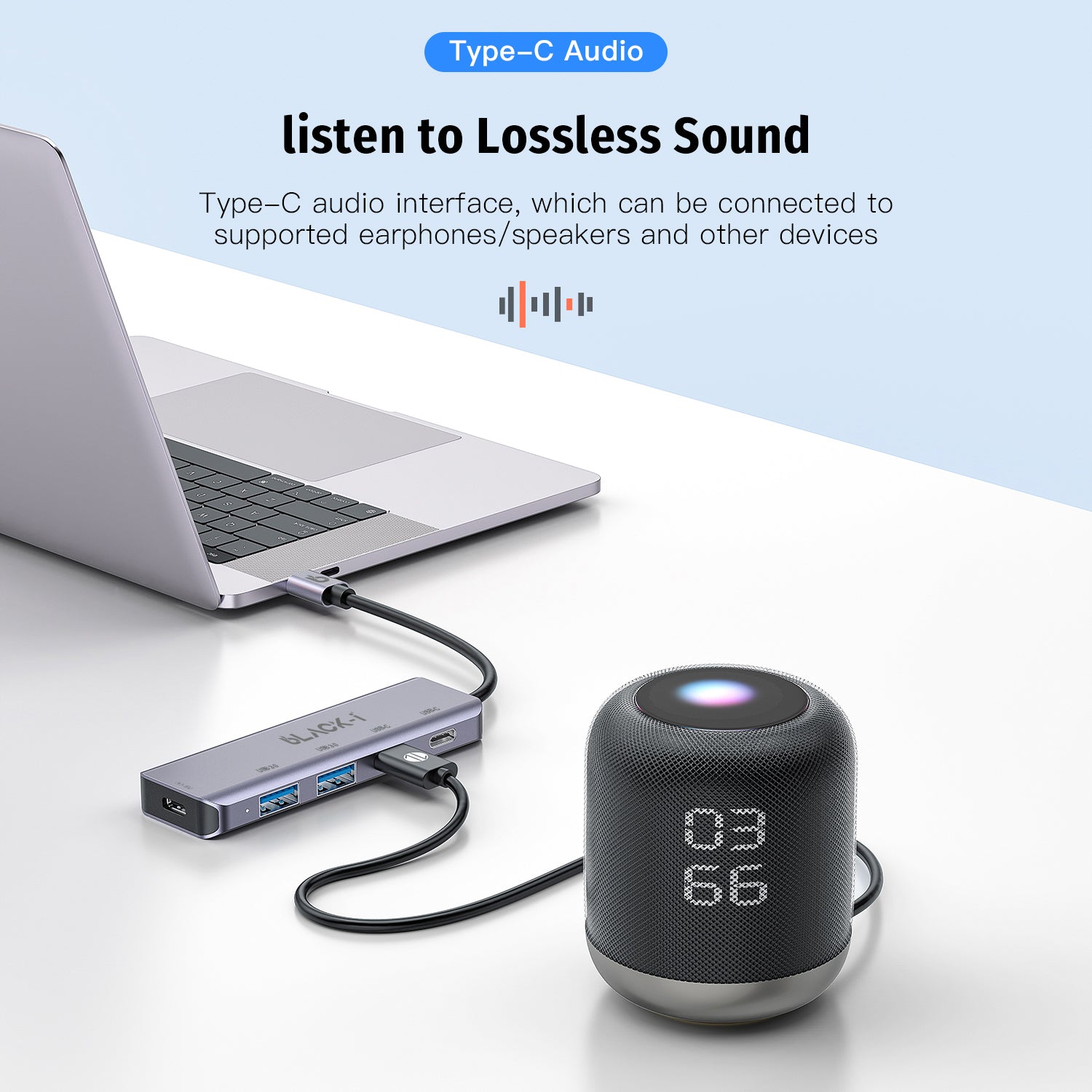 Black-i USB-C to 2*USB-C & 2*USB 3.0 Hub