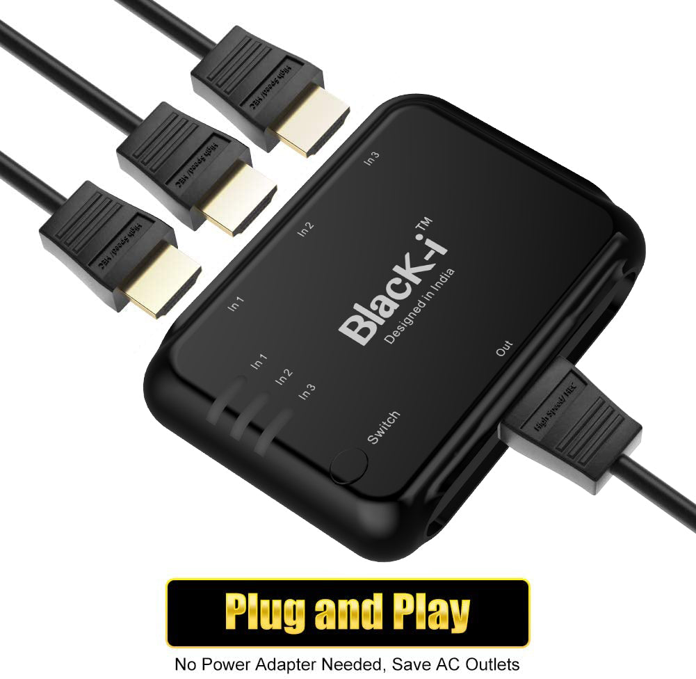 Black-i HDMI 4k Switcher - 3 Input 1 Output