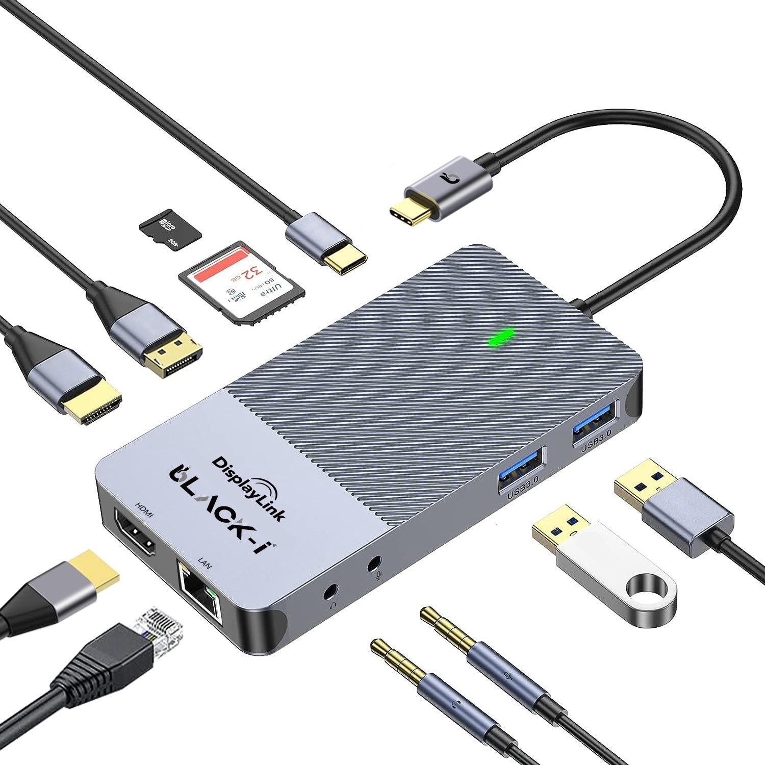 Black-i Display link docking station with quad display