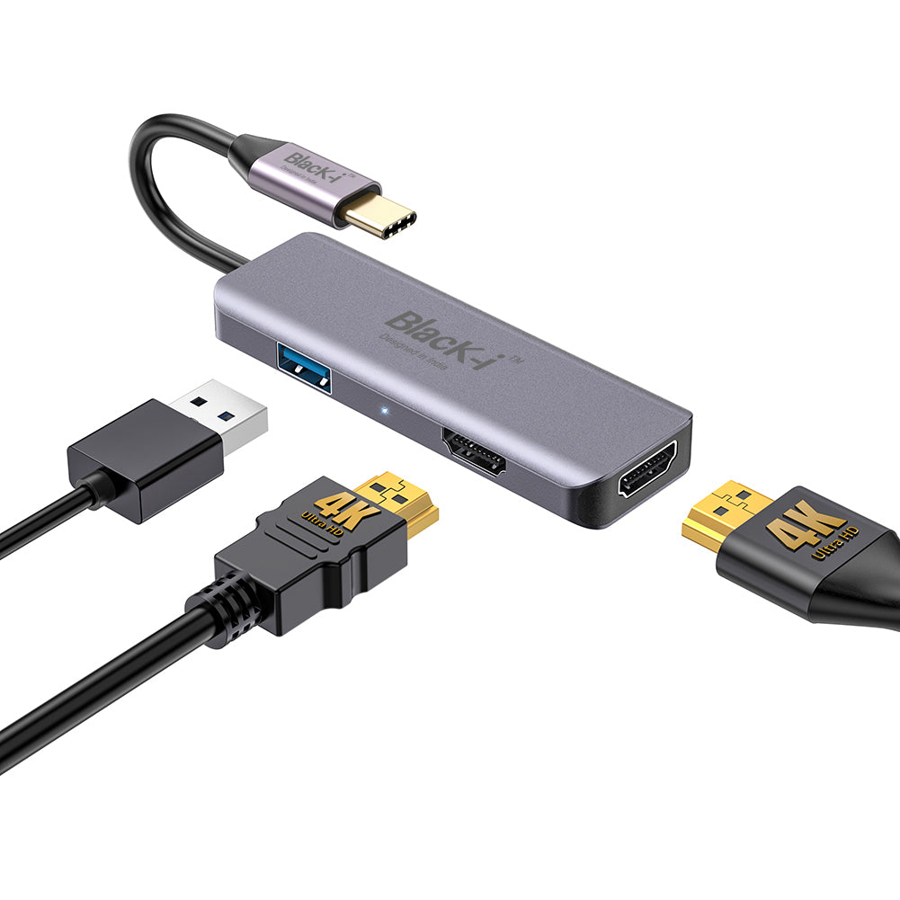 Black-i USB-C to Dual HDMI 4K with 1 USB 3.0 Port
