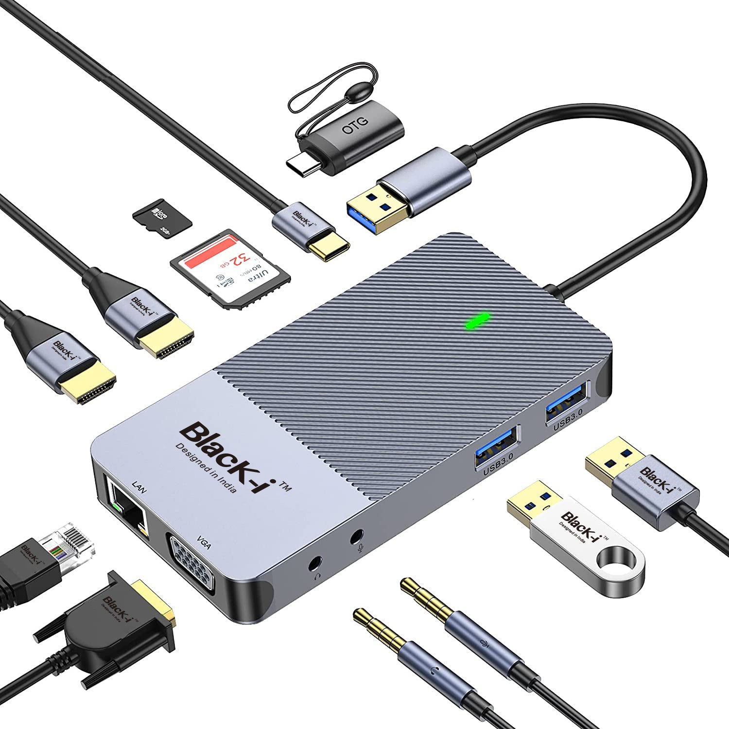 Black-i USB 3.0 / USB-C DisplayLink Docking Station