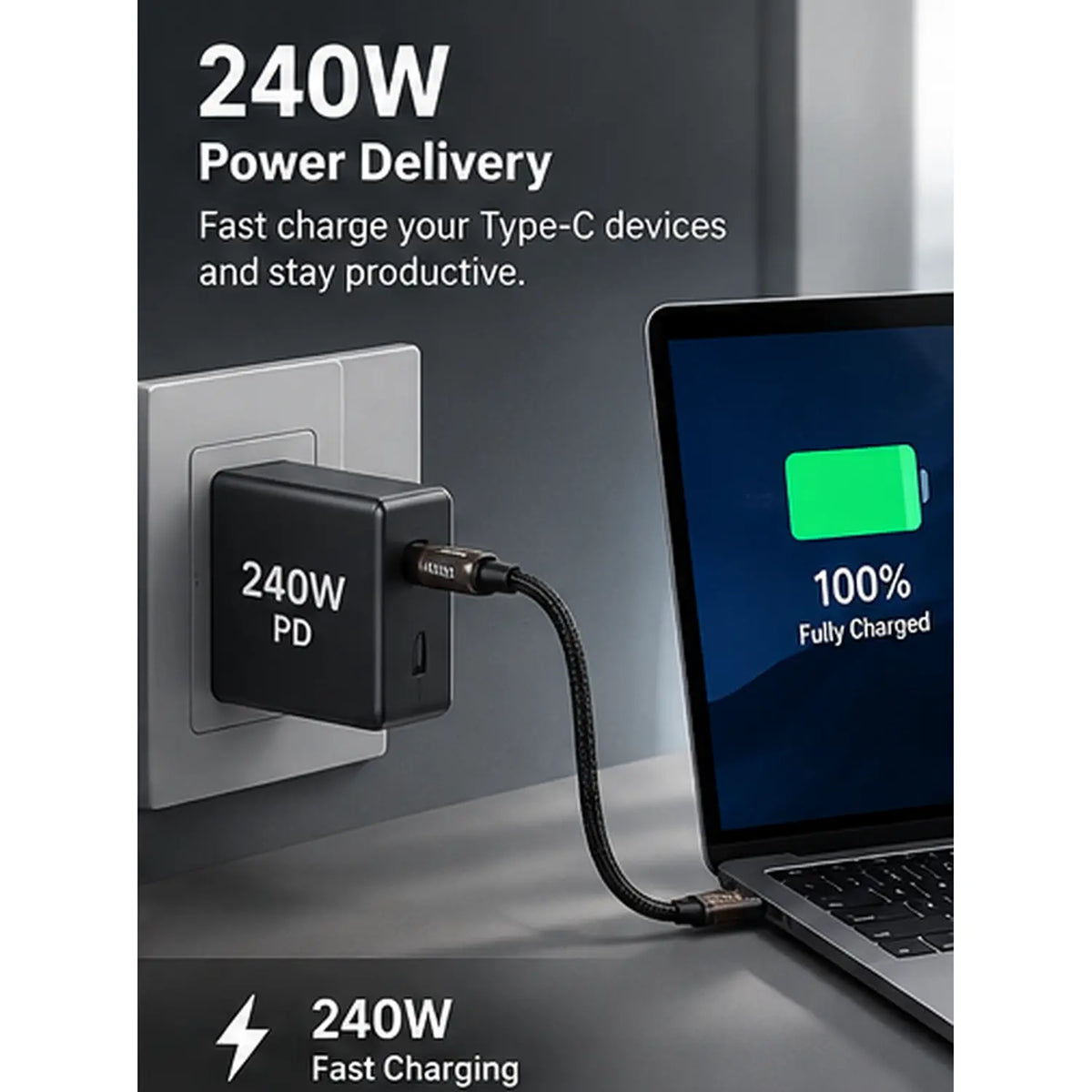Black-i Thunderbolt 4 Cable 1 Meter with 40Gbps & 8K@60Hz