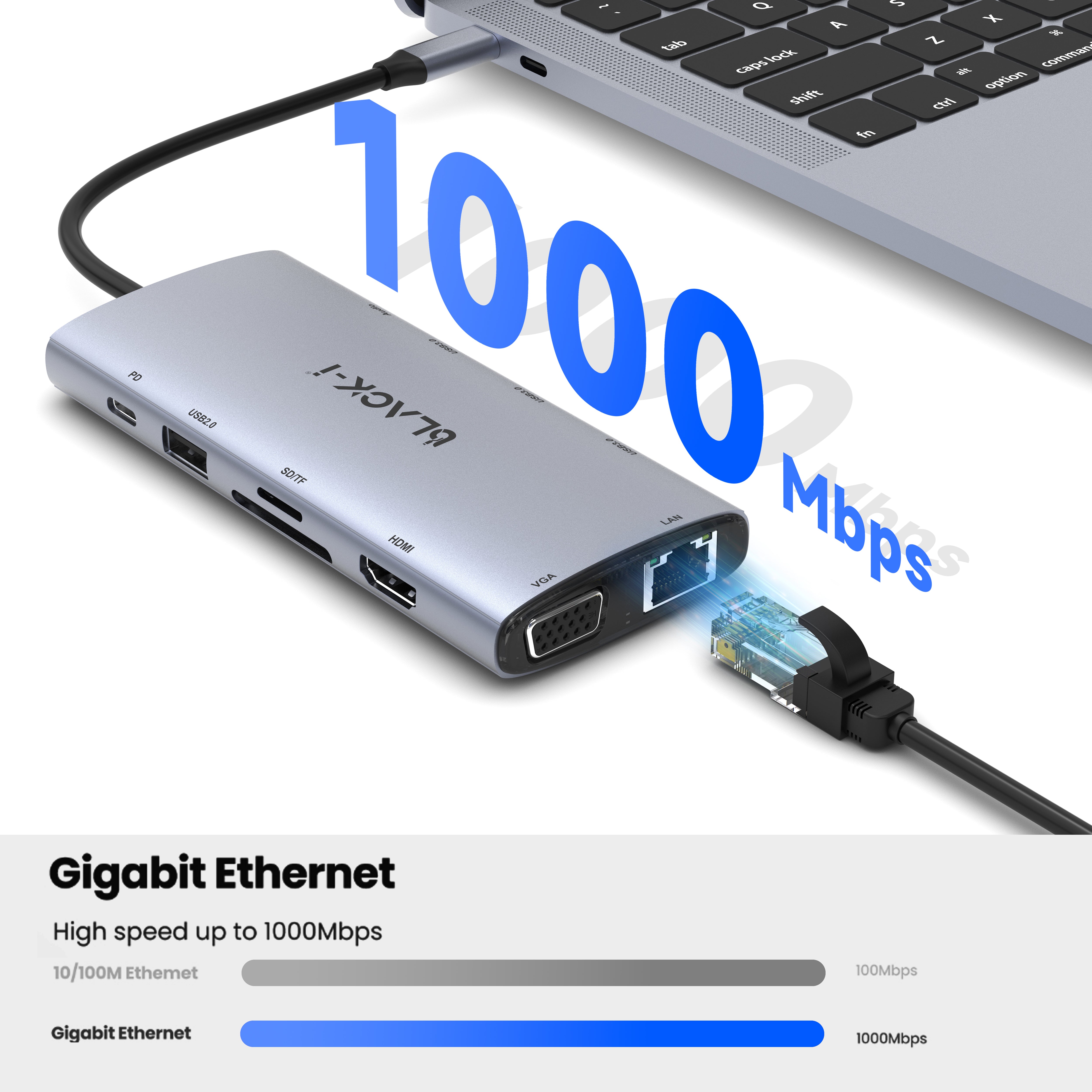 Black-i USB C dockig station with lan,hdmi,vga