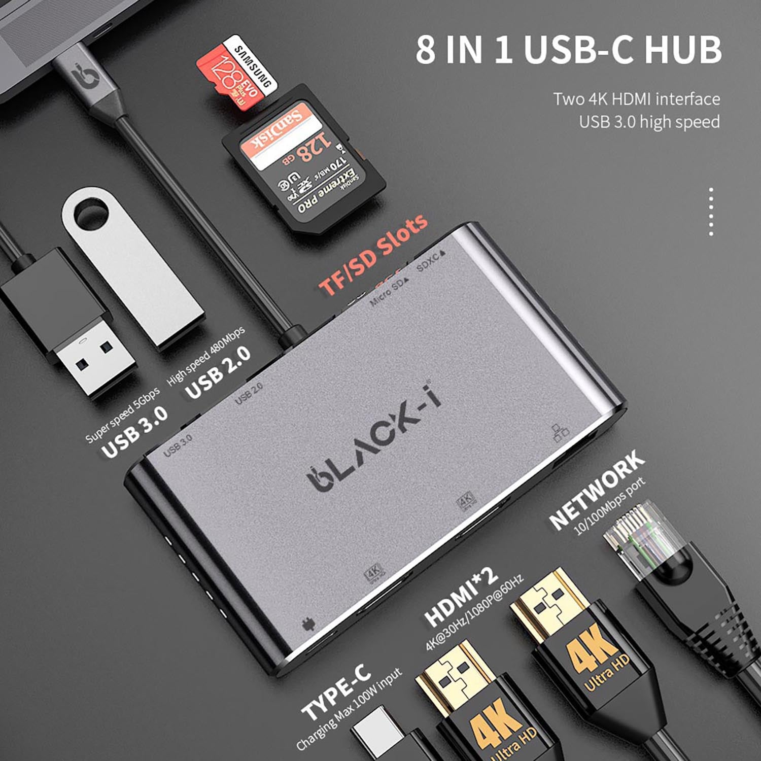 Black-i USB C 8 in 1 Docking station
