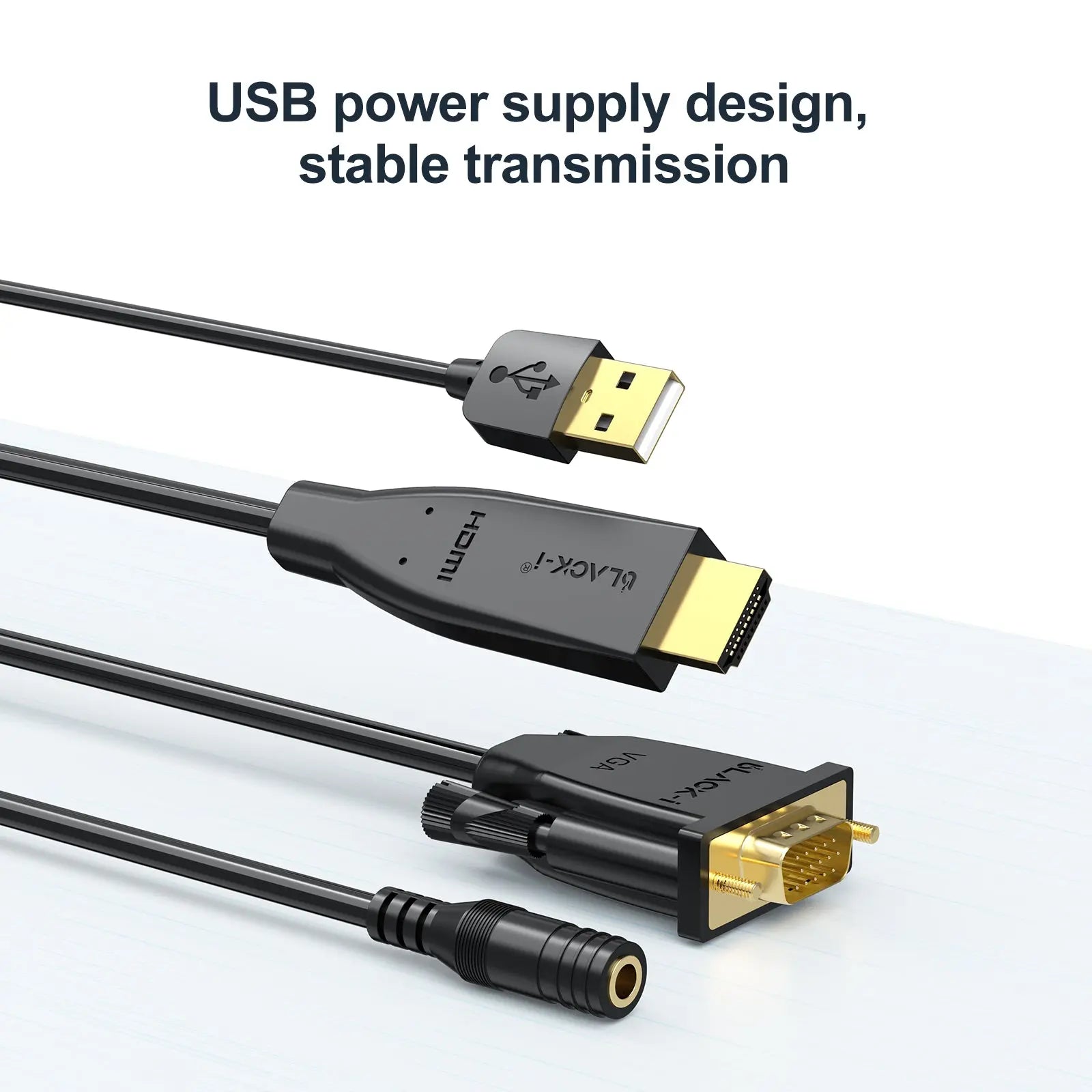 HDMI to VGA converter cable with compulsory USB power support