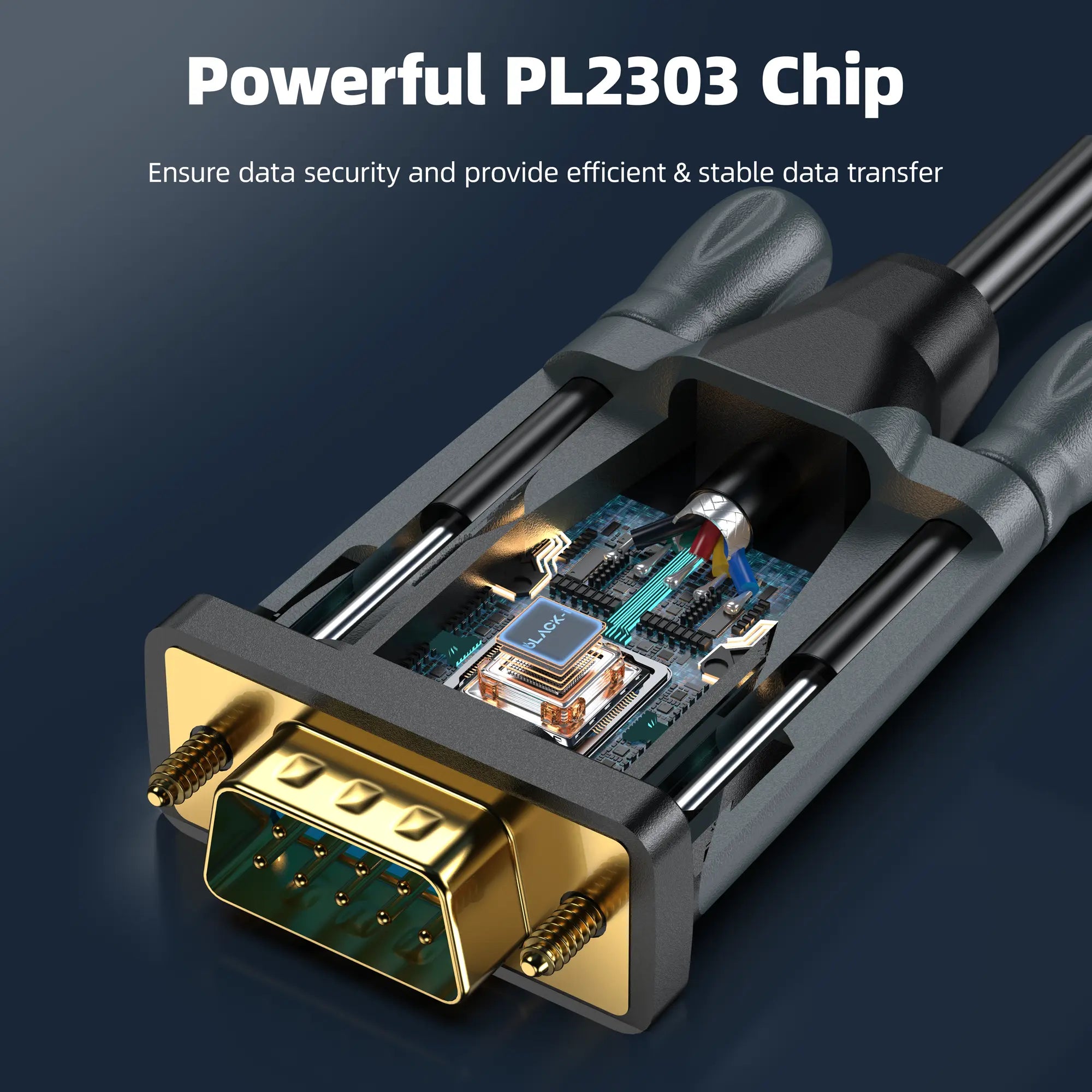 USB 2.0 to RS232 Serial Cable 1.5 Meter (PL2303 Chipset) – Black-i