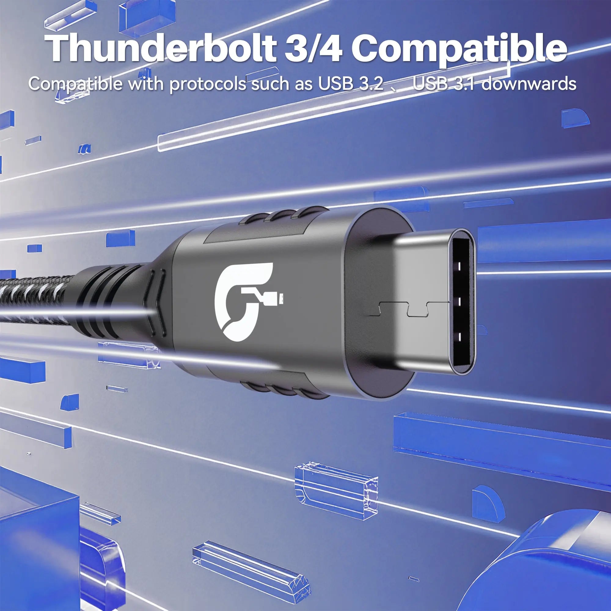 USB C type cable USB 3.2 for fast charging and high speed data transfer by Black-i