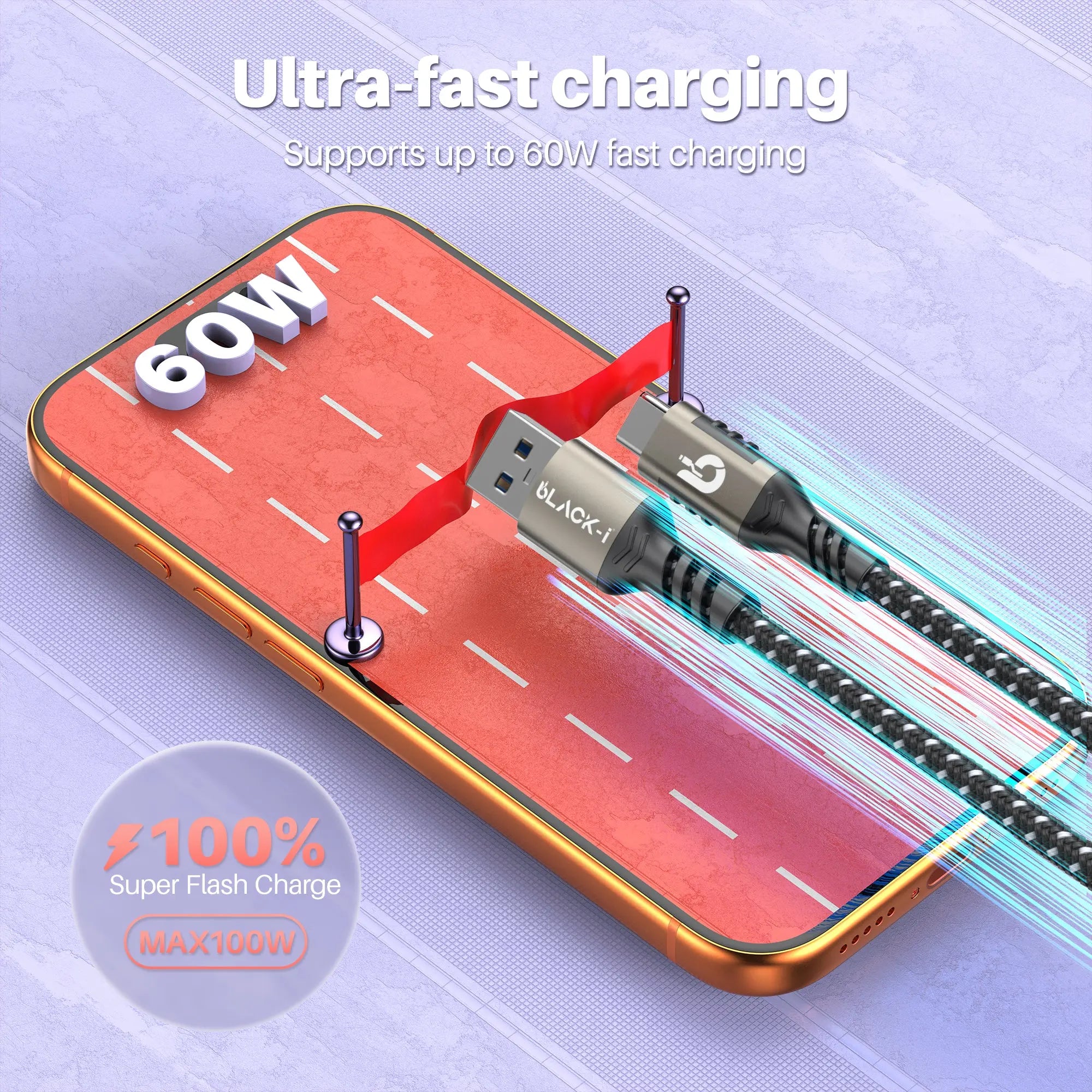 USB C type cable durable braided wire for everyday use