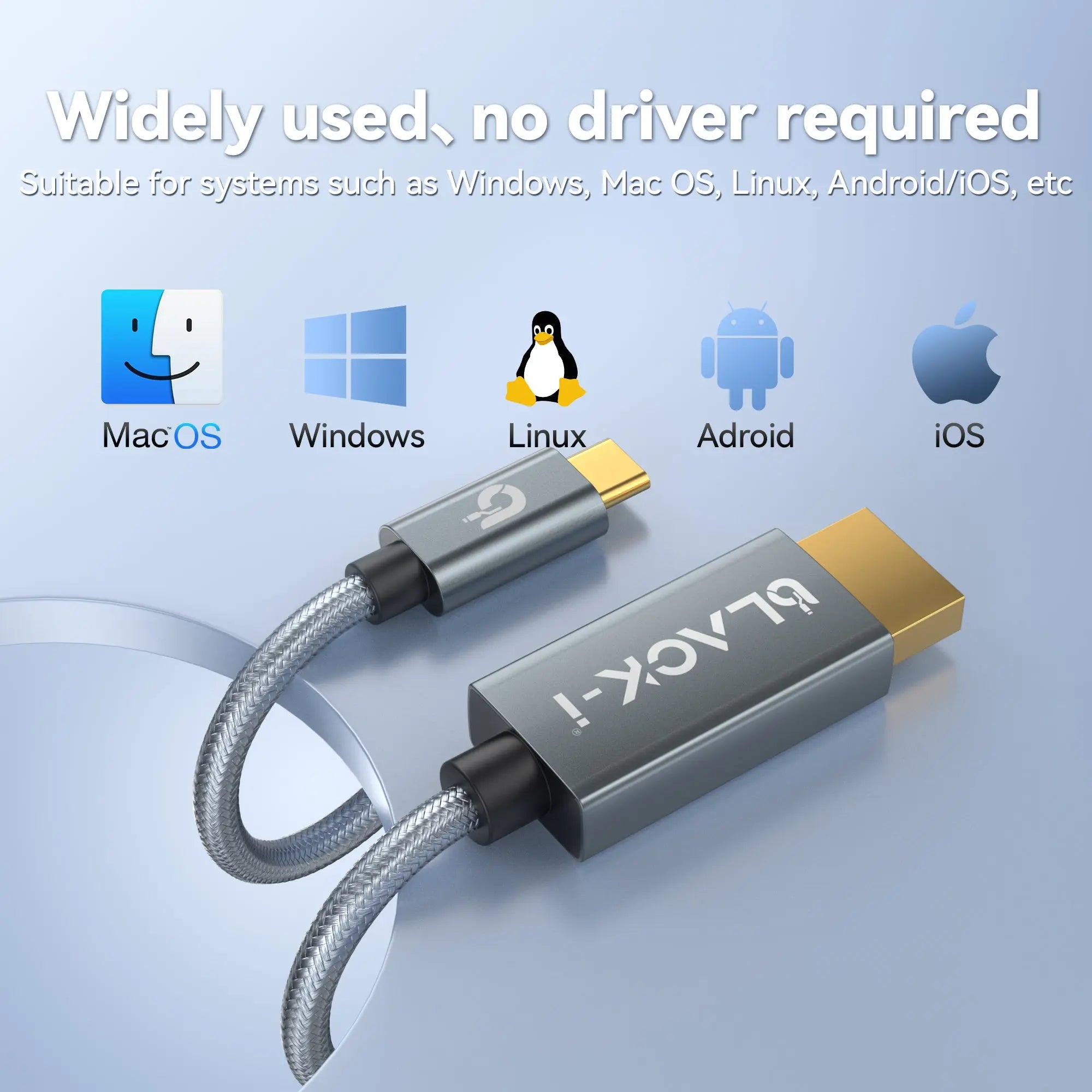 USB-C to DisplayPort cable plug and play with no driver installation required