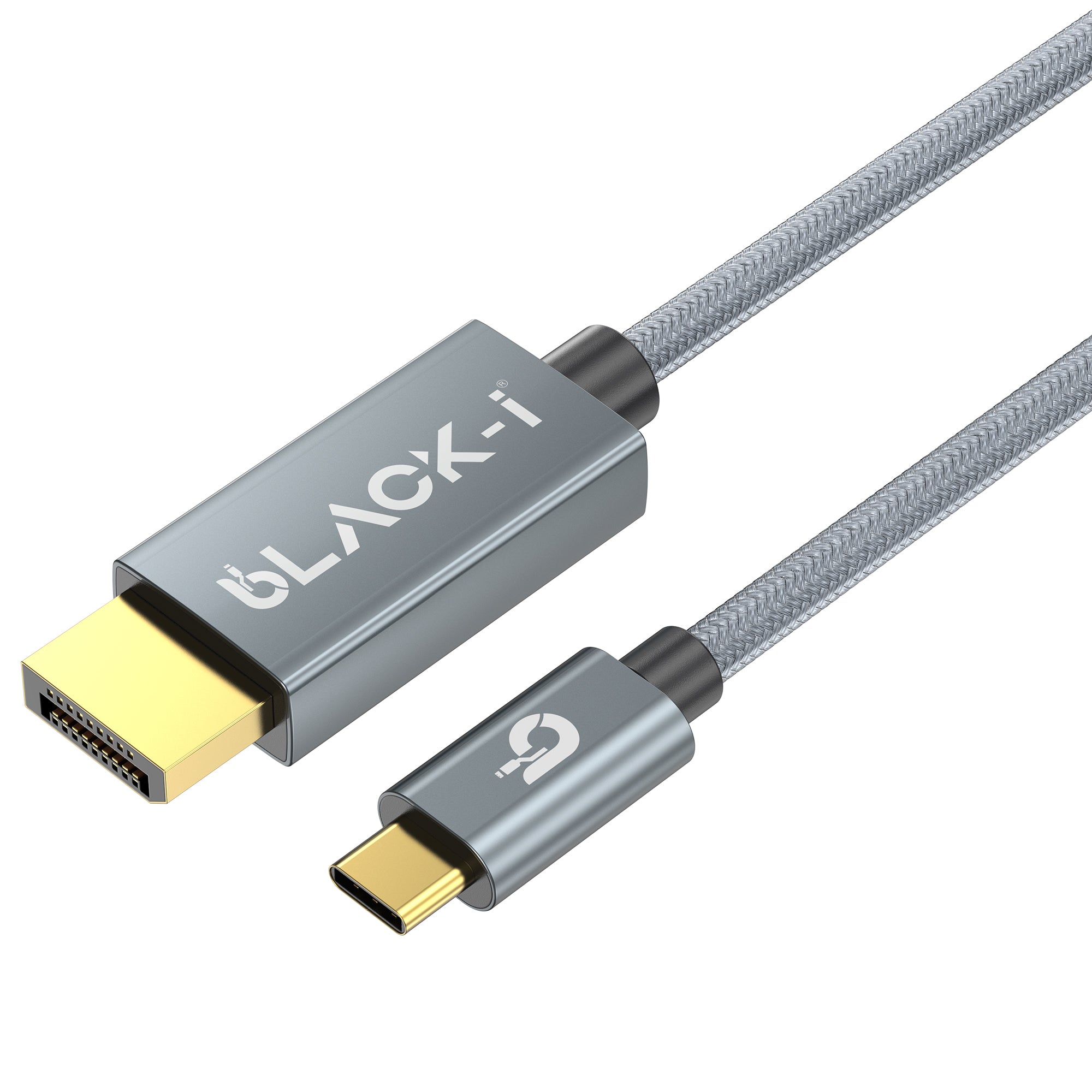 USB-C to DisplayPort cable 8K@60Hz cotton braided 2 meter by Black-i