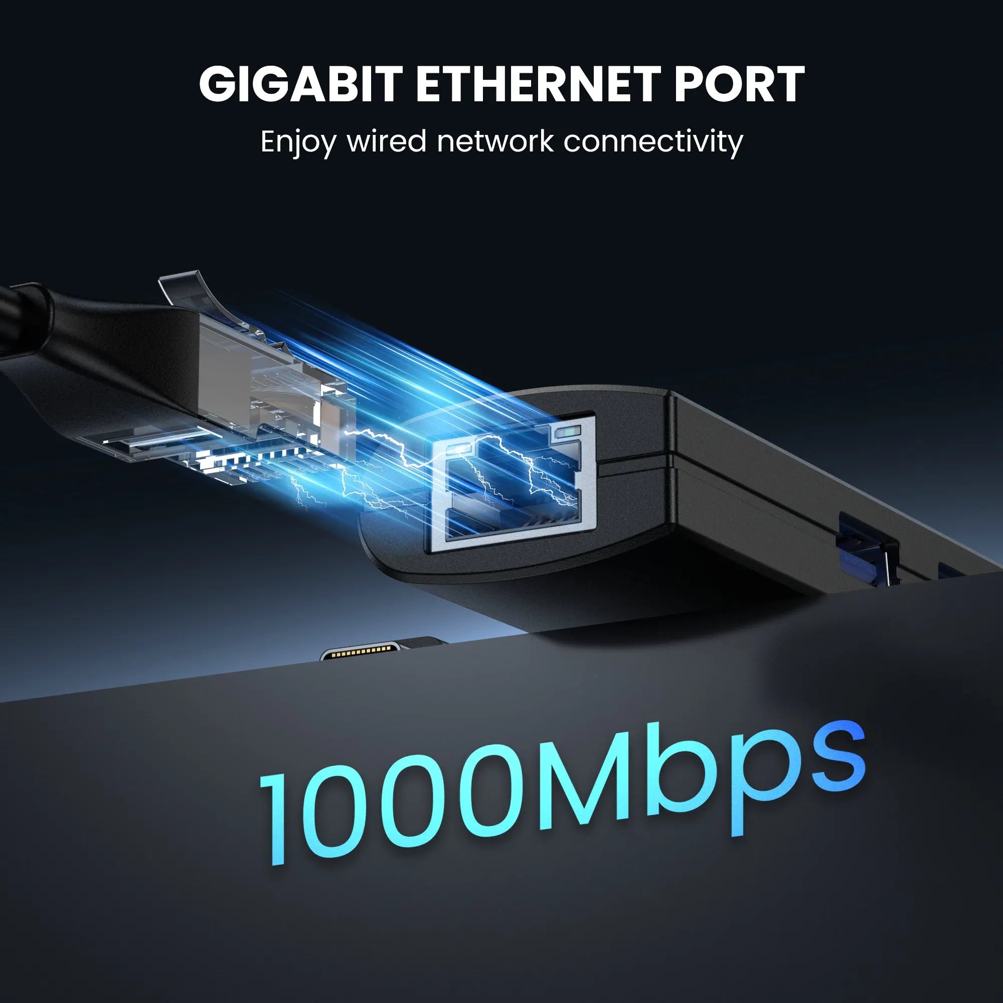 USB-C hub with RJ45 Gigabit Ethernet for stable internet