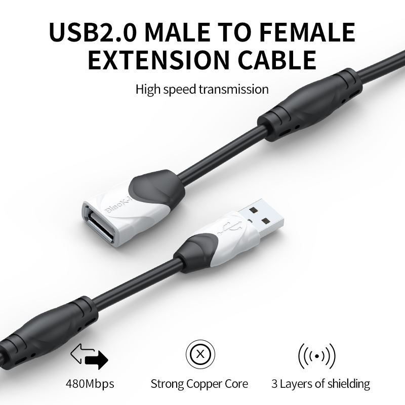 Black-i USB 2.0 Extension Cable – Extend Your Reach for Seamless Connectivity and Data Transfer