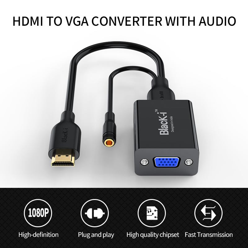 Black-i HDMI to VGA Converter with Audio – Seamless Connectivity for Your Devices