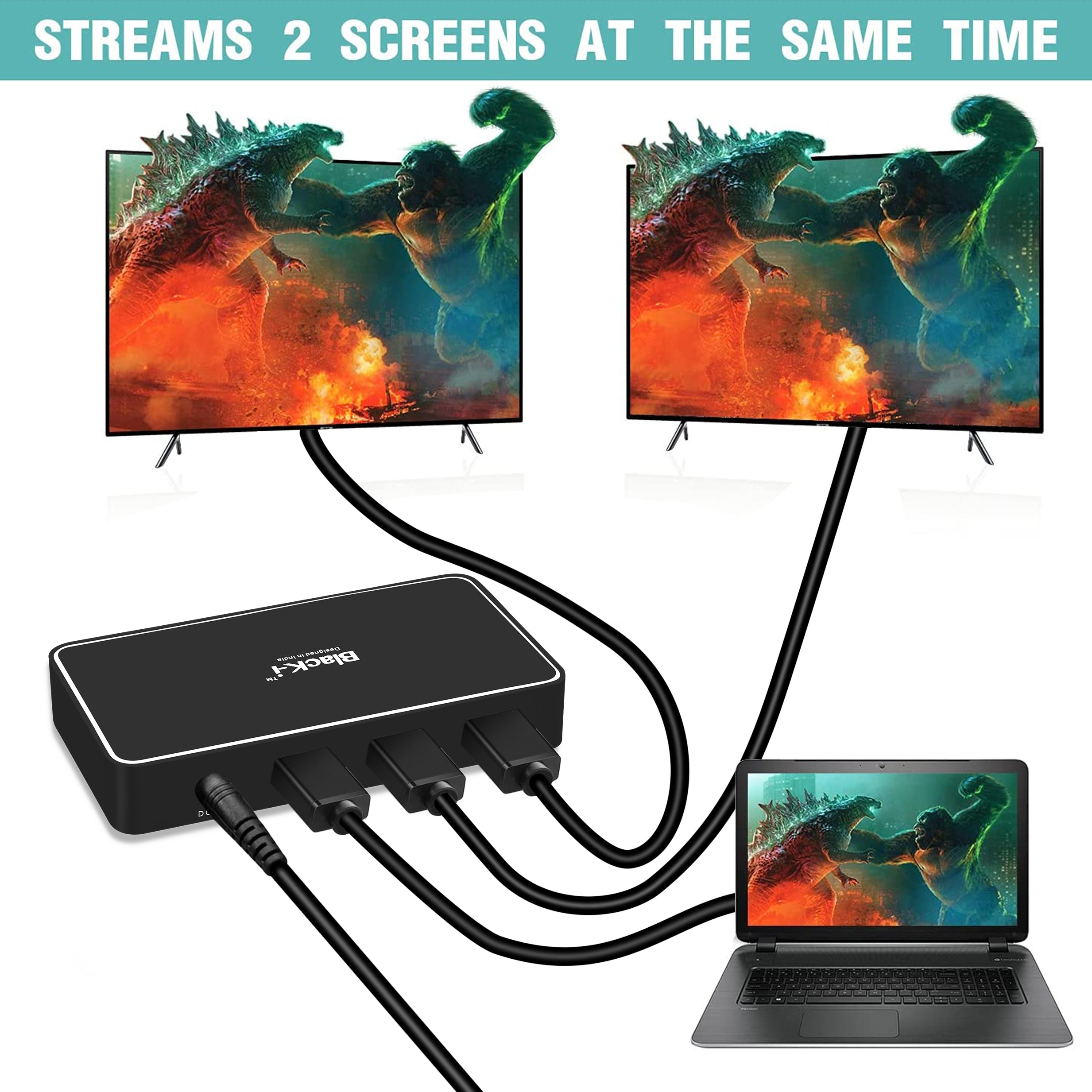 Black-i HDMI Splitter - 1 Input 2 Output – Effortless Signal Duplication for Enhanced Multimedia Sharing