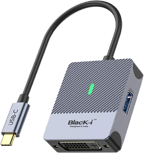 Black-i Type-C to DVI with 1 Port USB 3.0 (4K@30Hz) – Versatile Connectivity for High-Quality Display and Efficient Data Transfer