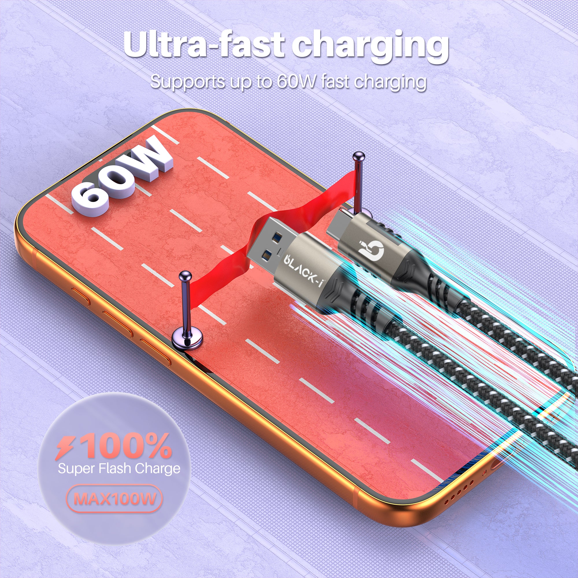 USB C type cable durable braided wire for everyday use