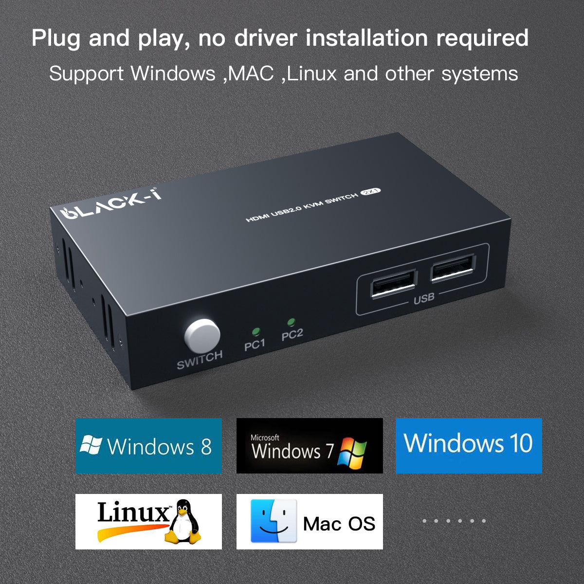 Black-i HDMI 2 in 1 Out KVM Switch 4K – Streamlined Control and High-Resolution Switching for Enhanced Productivity