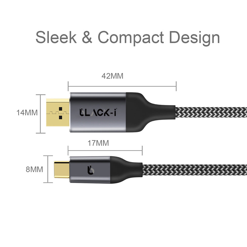Black-i USB-C to DisplayPort 4K Cable – Transmit Stunning Visuals in 4K for Superior Display Connectivity