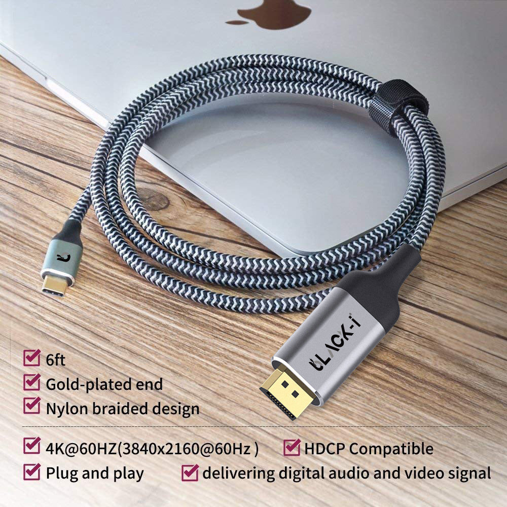 Black-i USB-C to DisplayPort 4K Cable – Transmit Stunning Visuals in 4K for Superior Display Connectivity