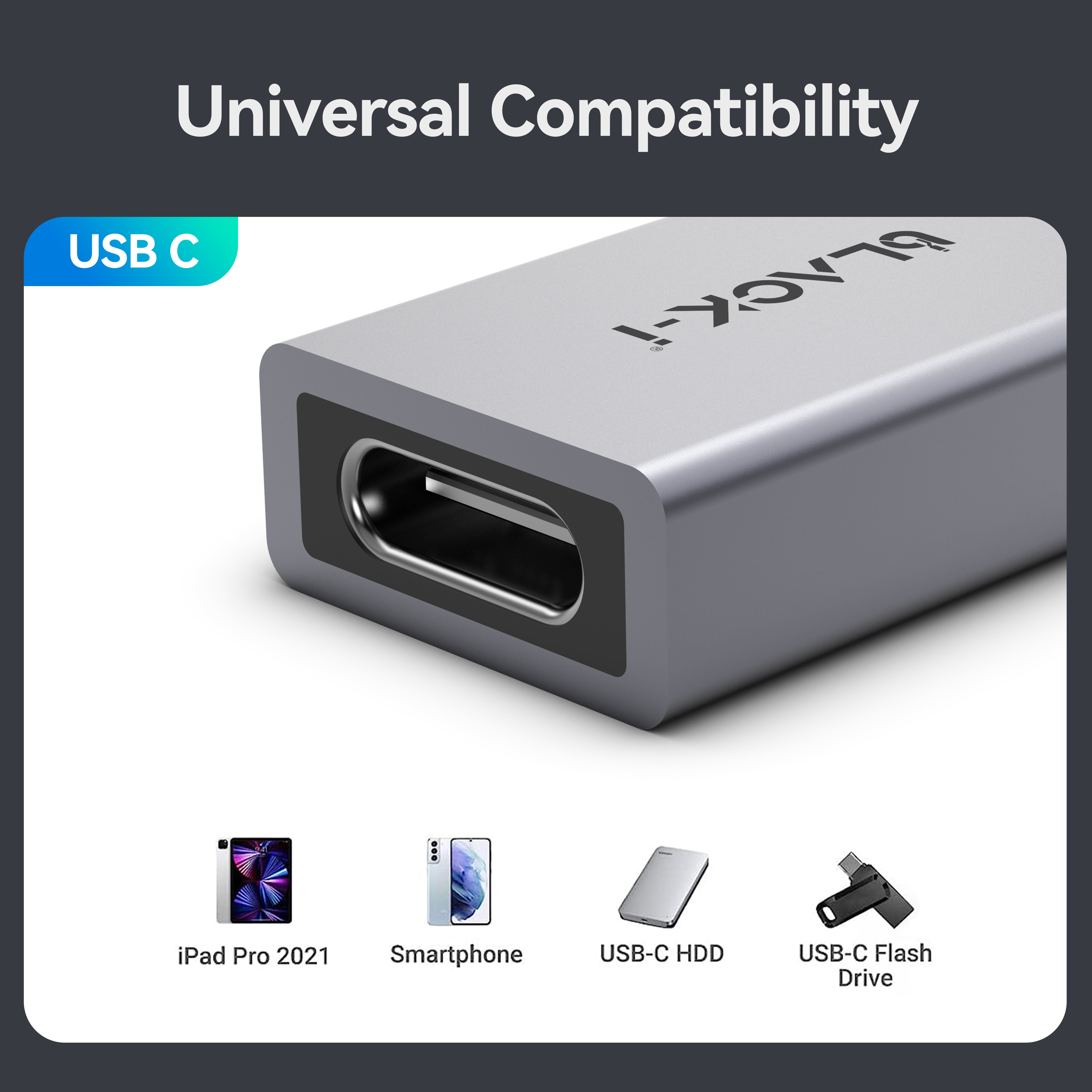 Black-i USB 3.1 Male to Type-C Female Converter – Seamlessly Adapt and Extend Connectivity for Enhanced Device Compatibility