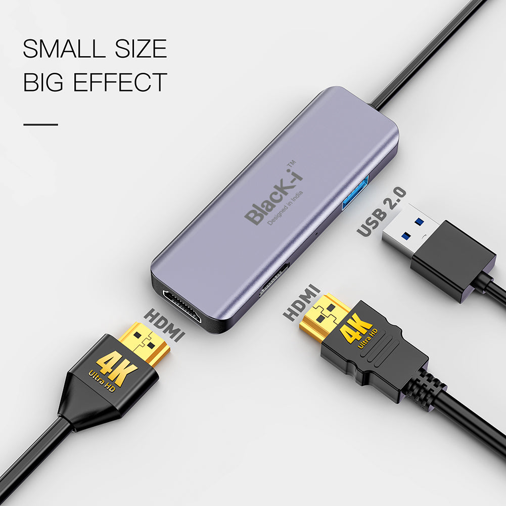 Black-i USB-C to Dual HDMI 4K with 1 USB 3.0 Port – Expand Your Display Options and Connectivity for Enhanced Productivity