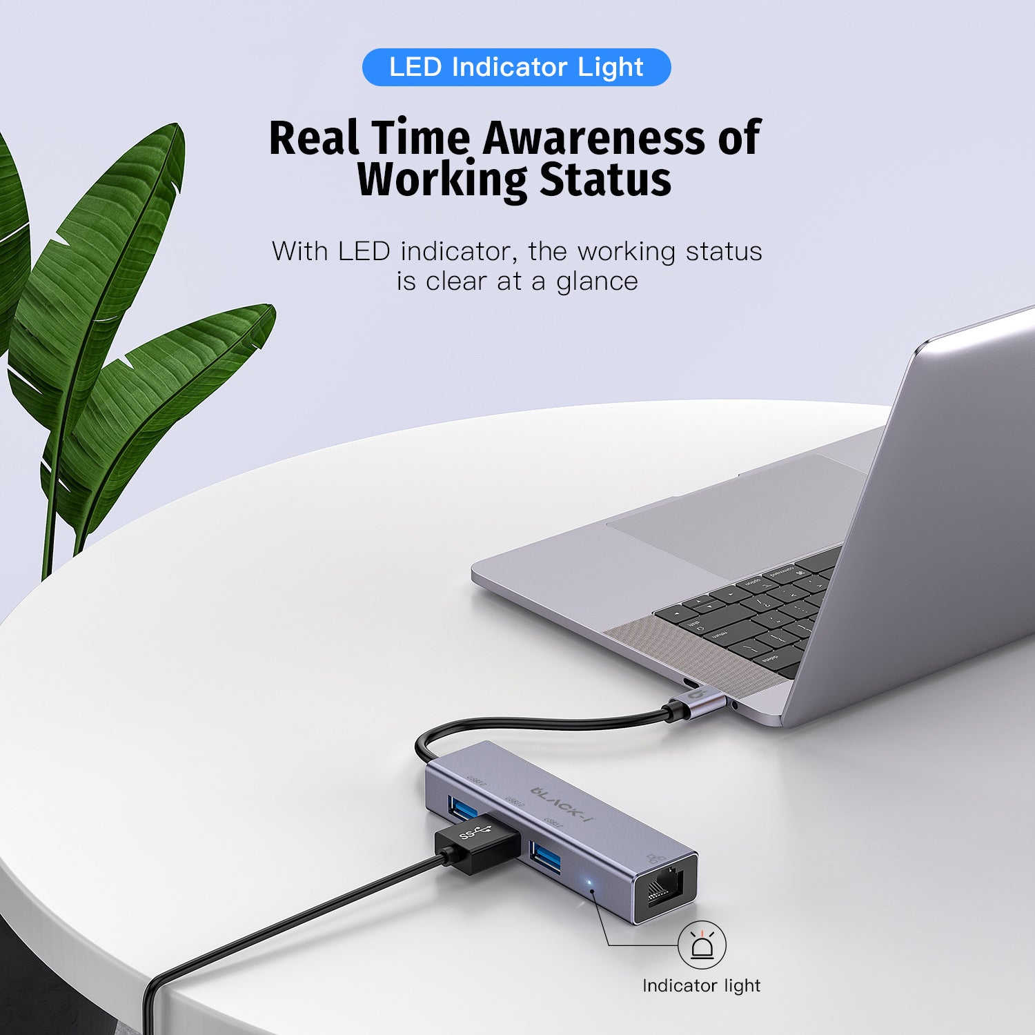 Black-i USB-C to 3-Port USB 3.0 Hub & Gigabit LAN – Expand Connectivity with High-Speed Data Transfer and Reliable Network Access