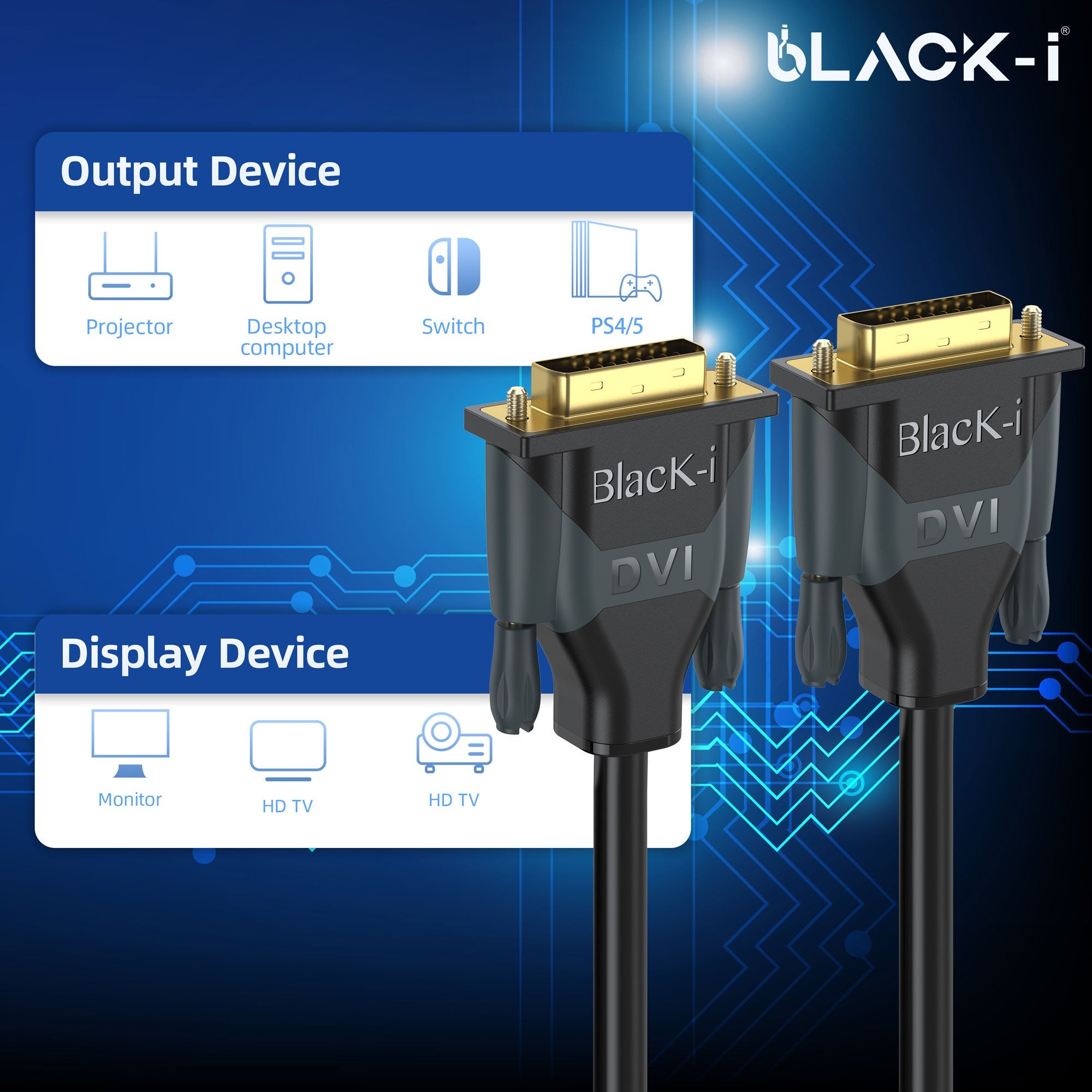 Black-i DVI-D Male to Male Cable 