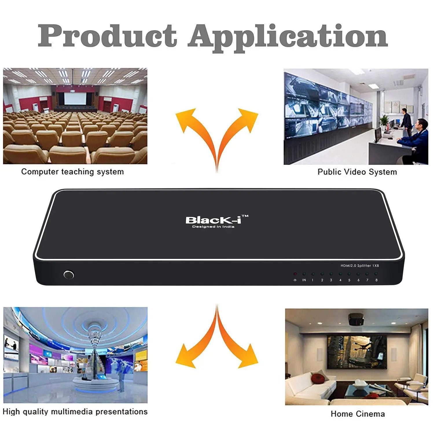 Black-i HDMI 1 Input 8 Output Splitter 