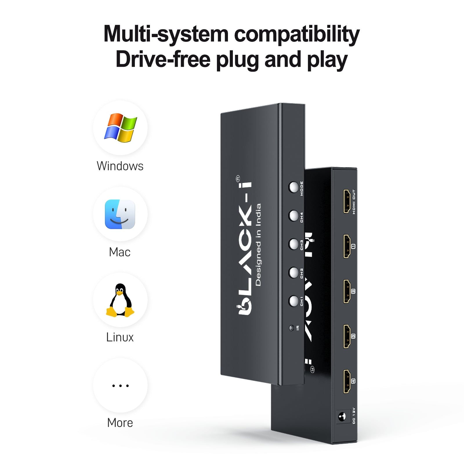 Black-i HDMI 4 Port Quad Screen Multiviewer 