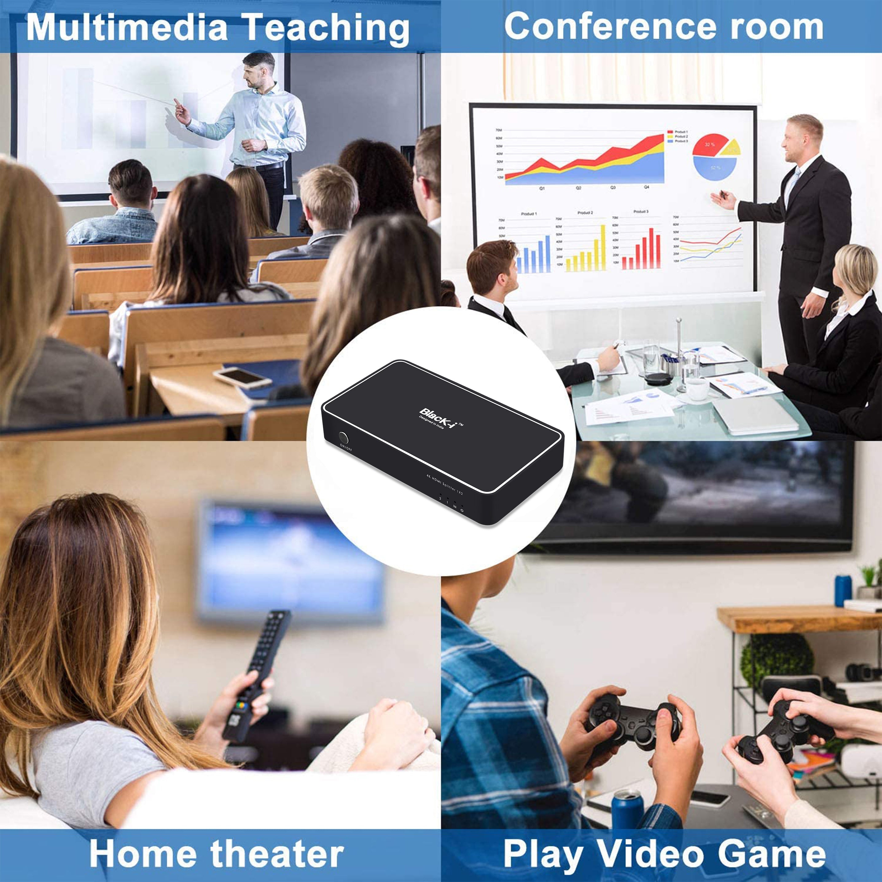 Black-i HDMI 4k Splitter - 1 Input 2 Output 