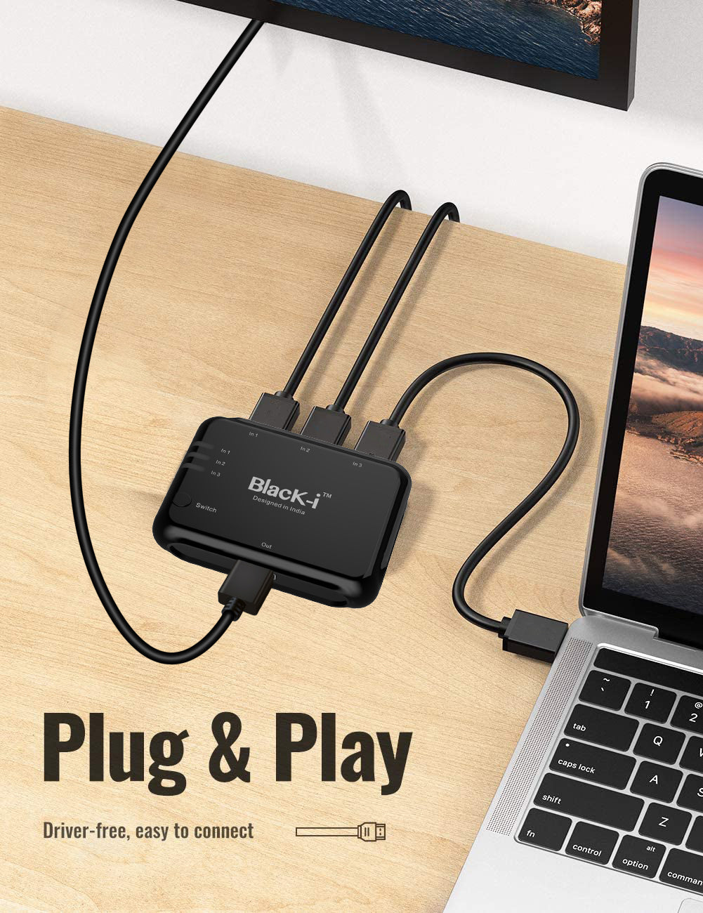 Black-i HDMI 4k Switcher - 3 Input 1 Output 