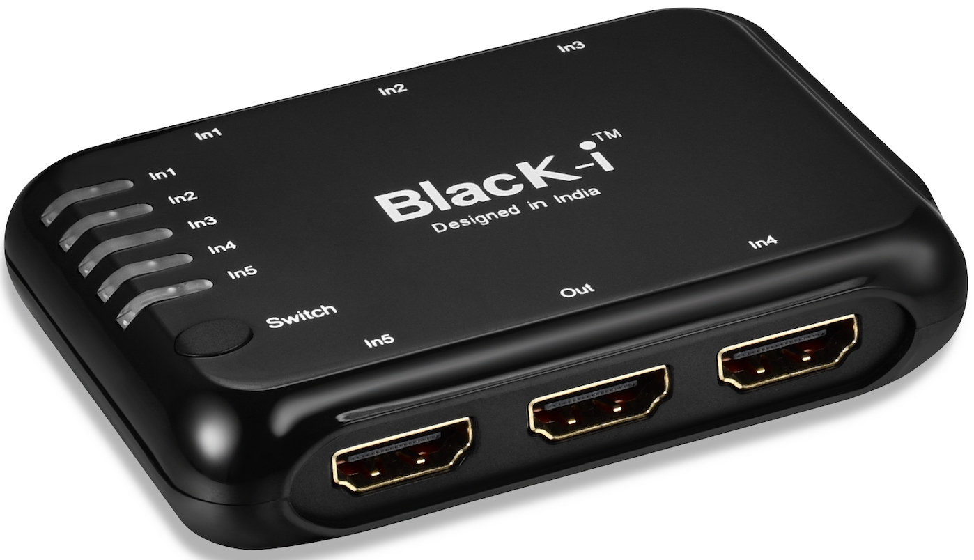 Black-i HDMI 5 Input 1 Output Switcher 