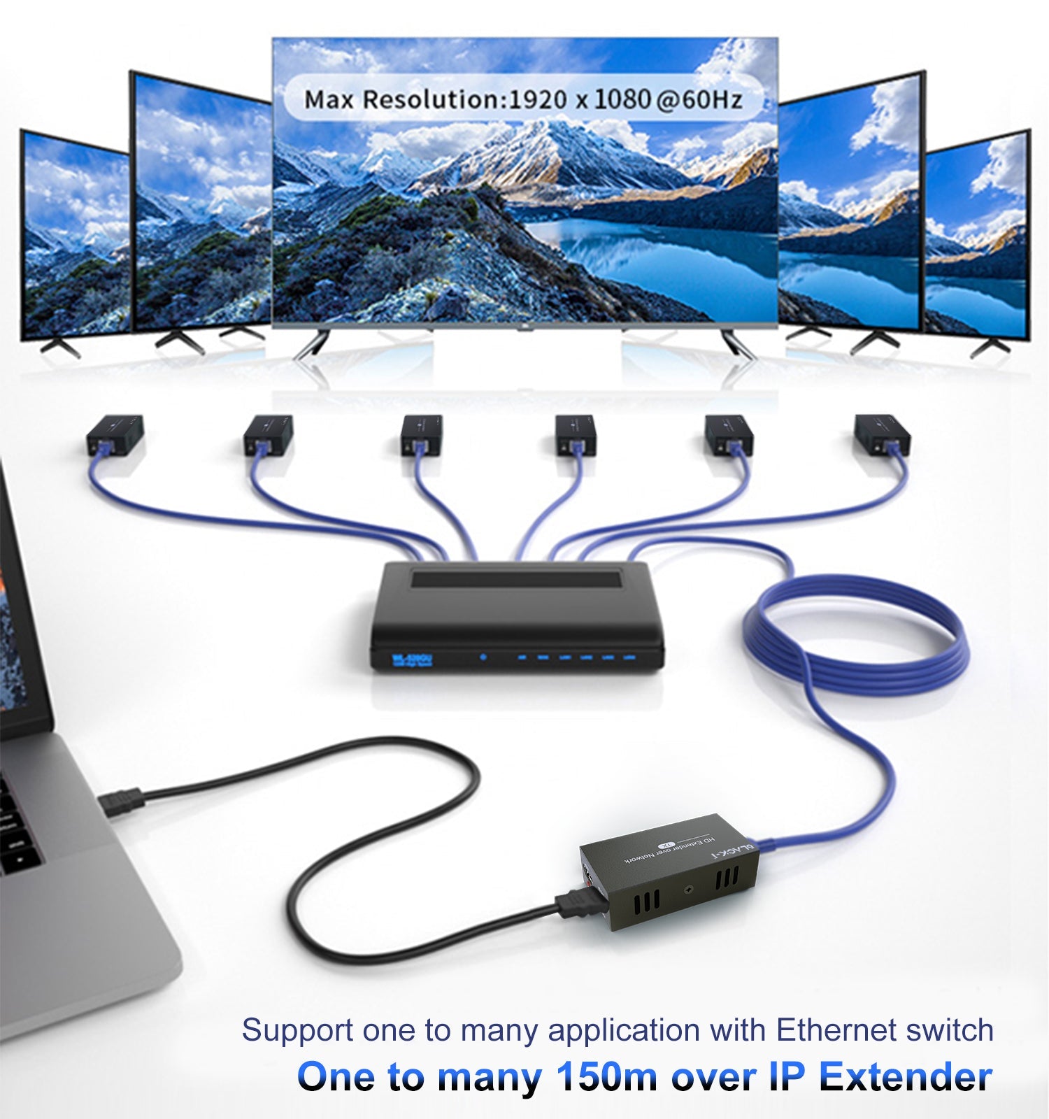 Black-i HDMI Over LAN Extender up to 150 Meters 