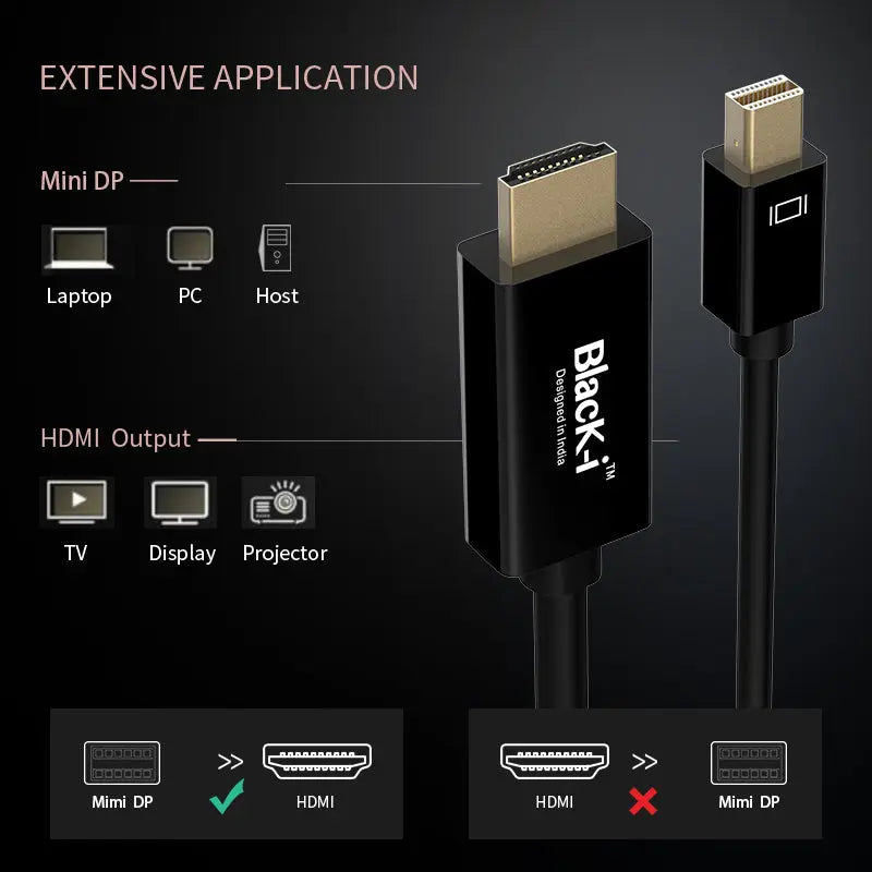 Black-i Mini DisplayPort to HDMI (4K) Cable 1.8 Meter 