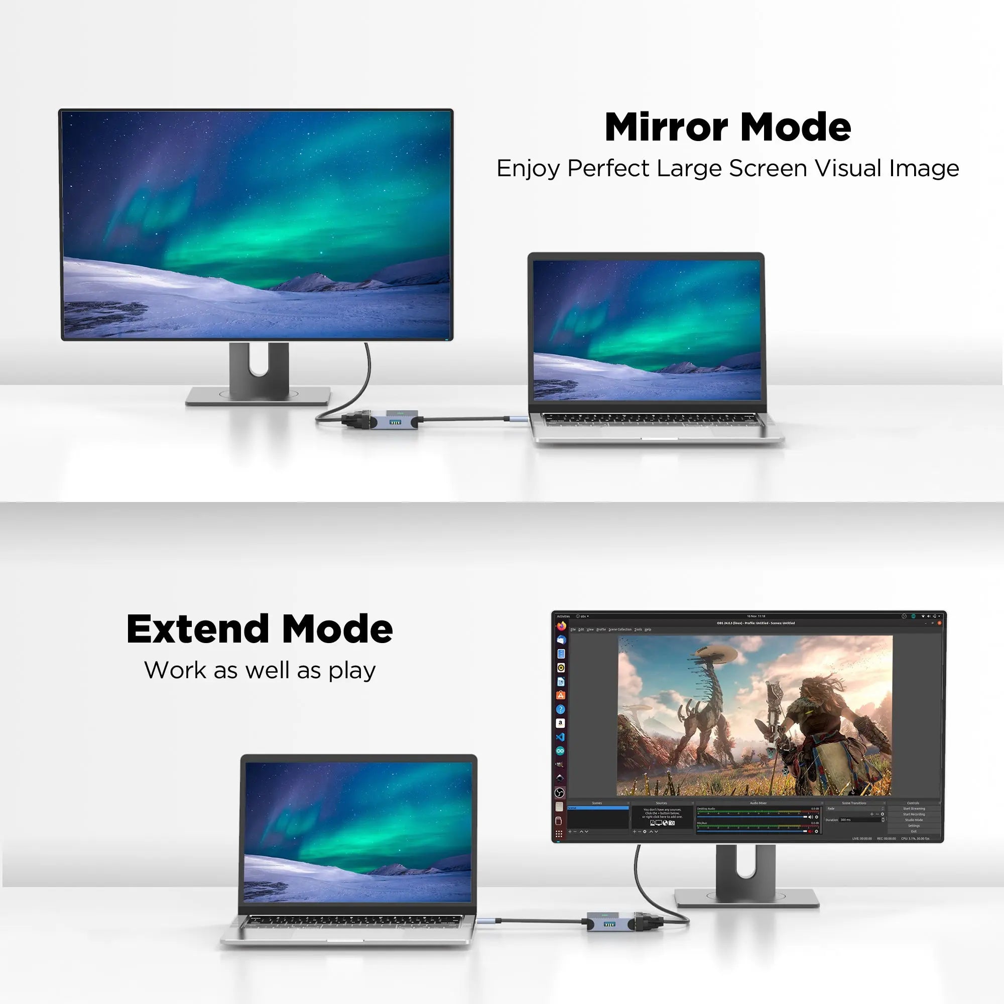 Black-i Type-C to DVI with 1 Port USB 3.0 (4K@30Hz) 