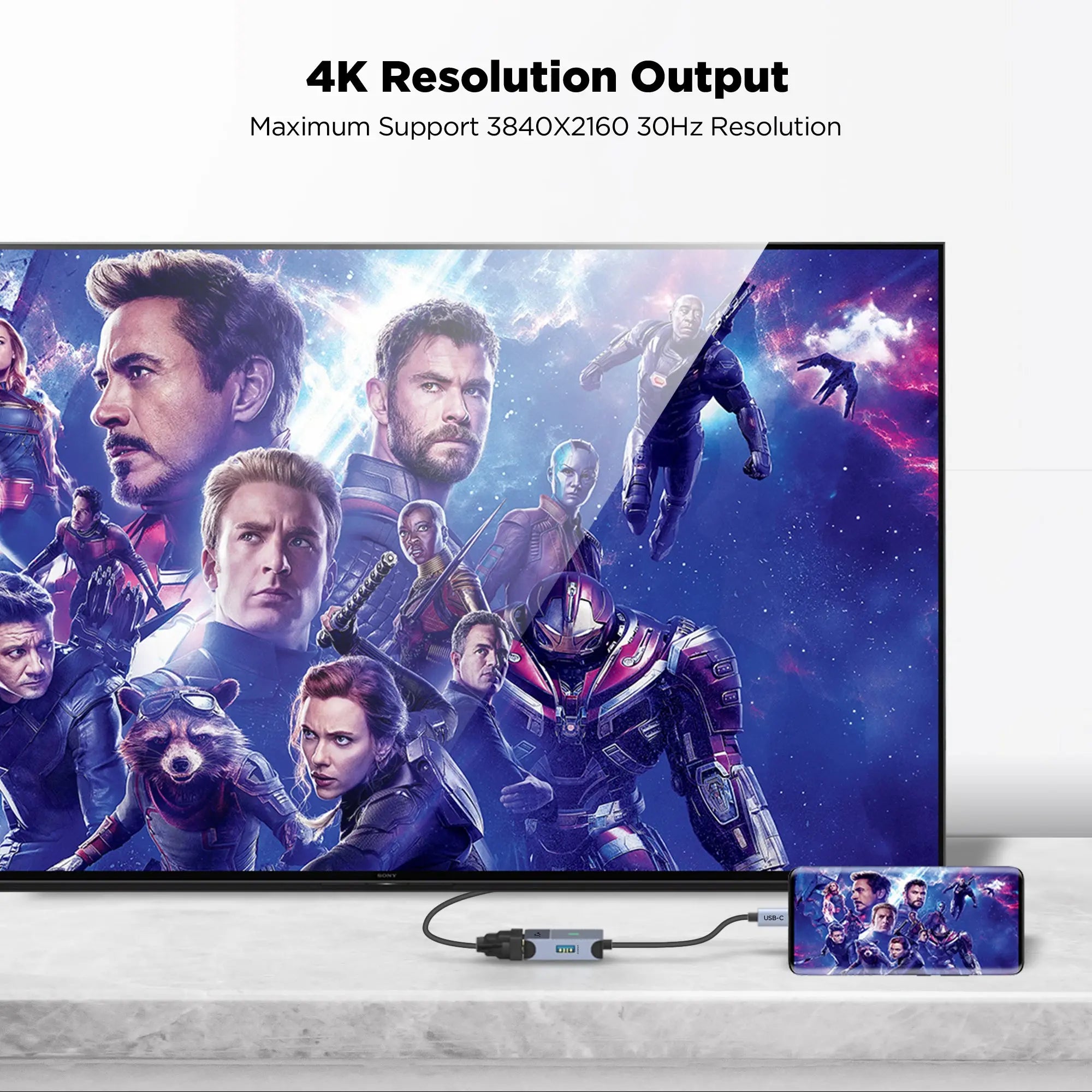 Black-i Type-C to DVI with 1 Port USB 3.0 (4K@30Hz) 