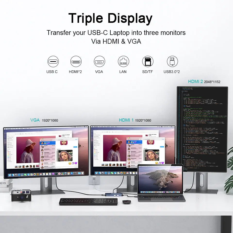 Black-i USB 3.0 / USB-C DisplayLink Docking Station 