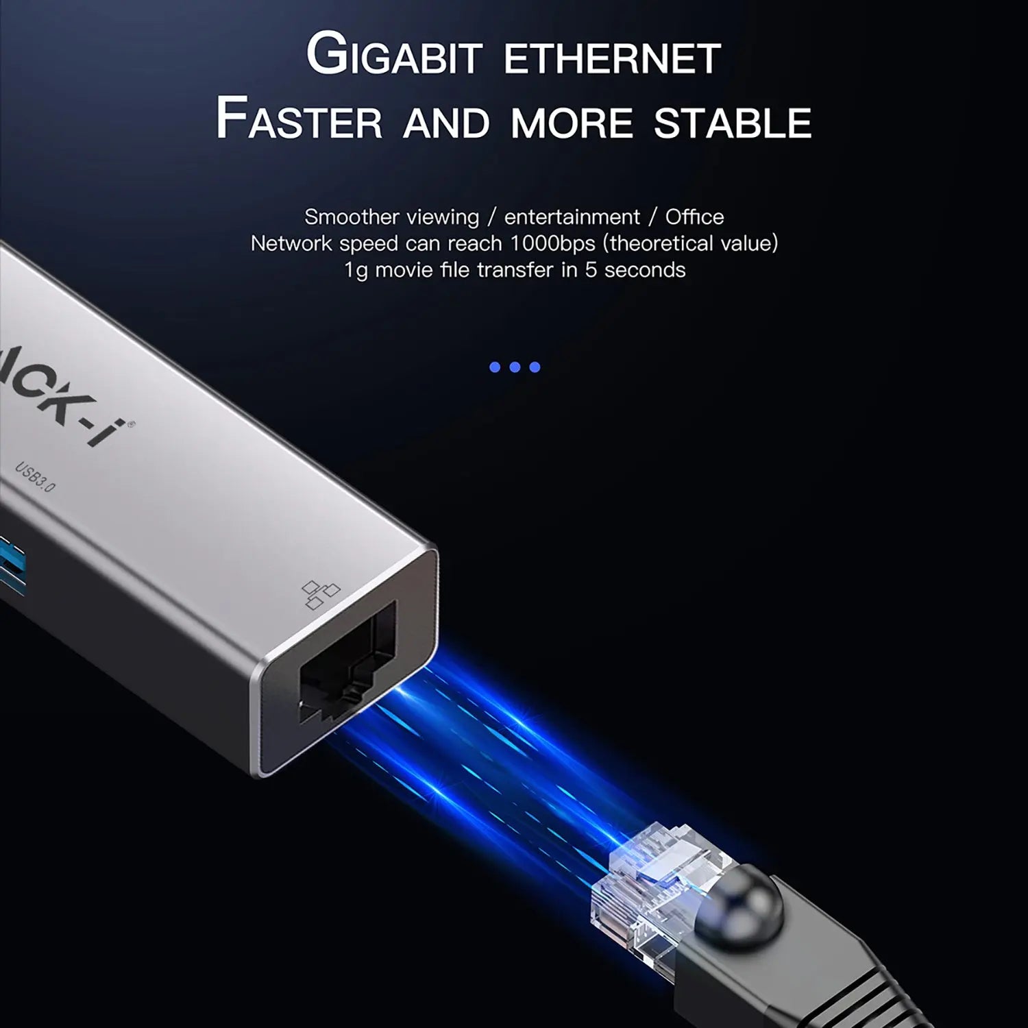 Black-i USB 3.0 to Gigabit LAN with 3*USB 3.0 Hub 