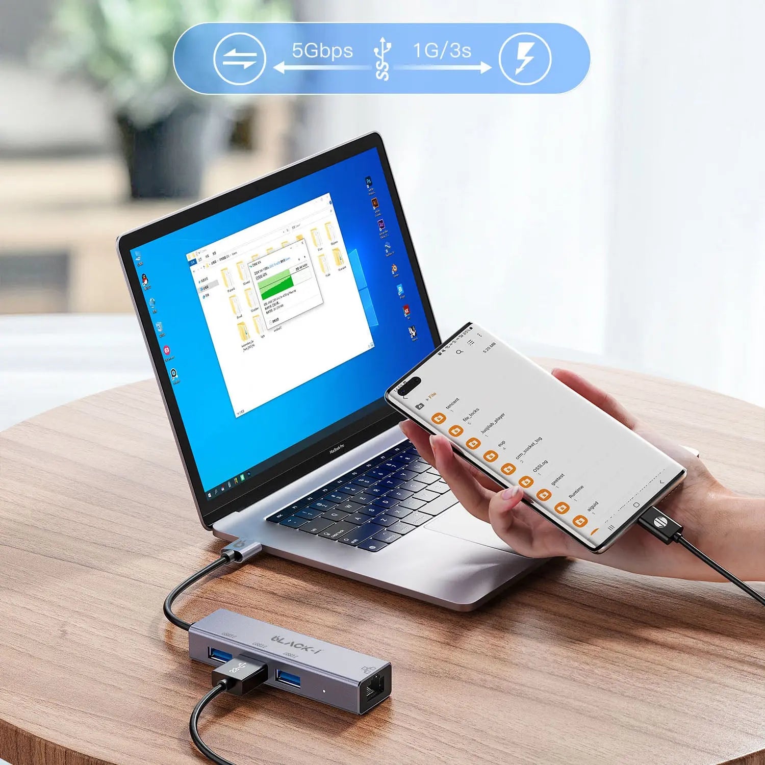 Black-i USB 3.0 to Gigabit LAN with 3*USB 3.0 Hub 