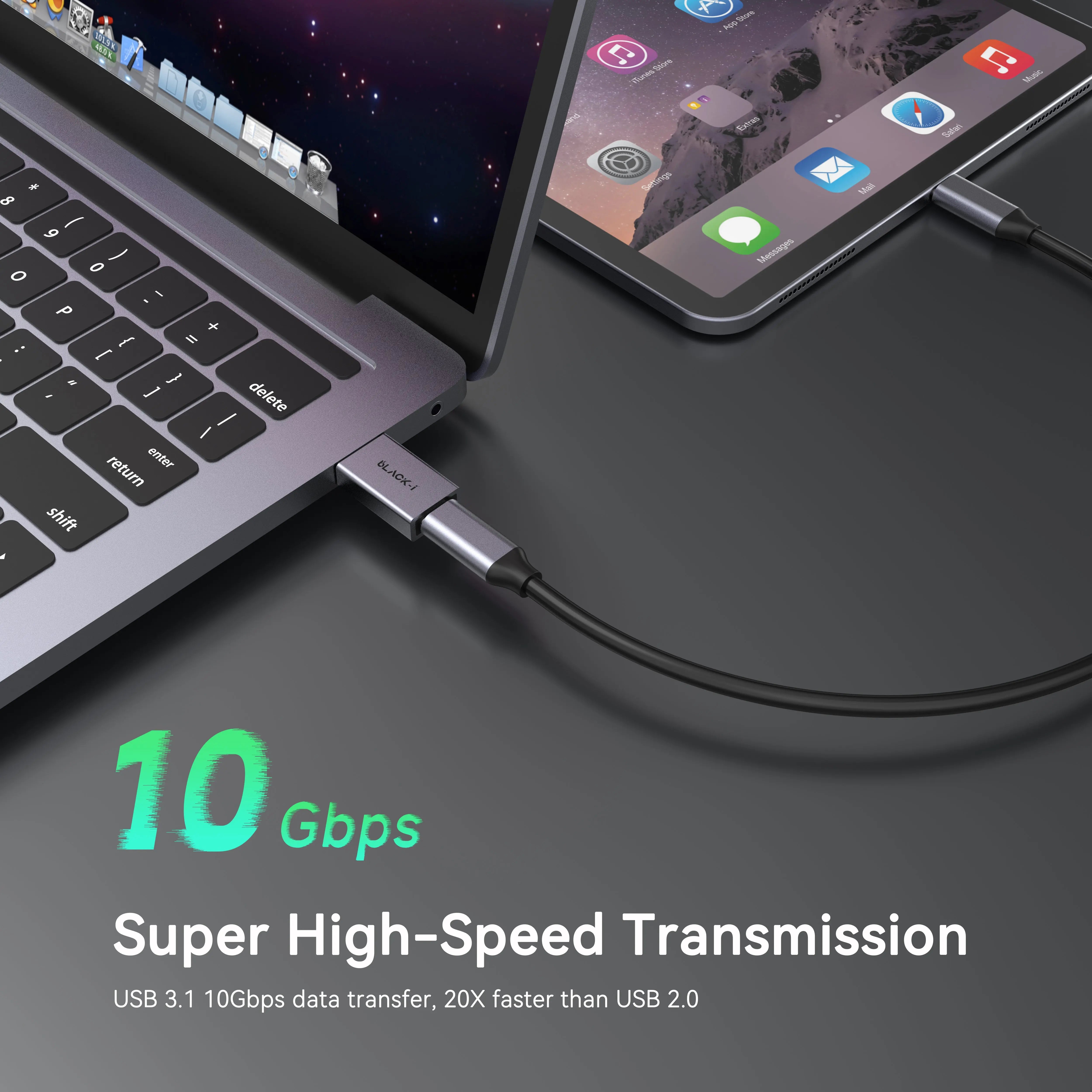 Black-i USB 3.1 Male to Type-C Female Converter 