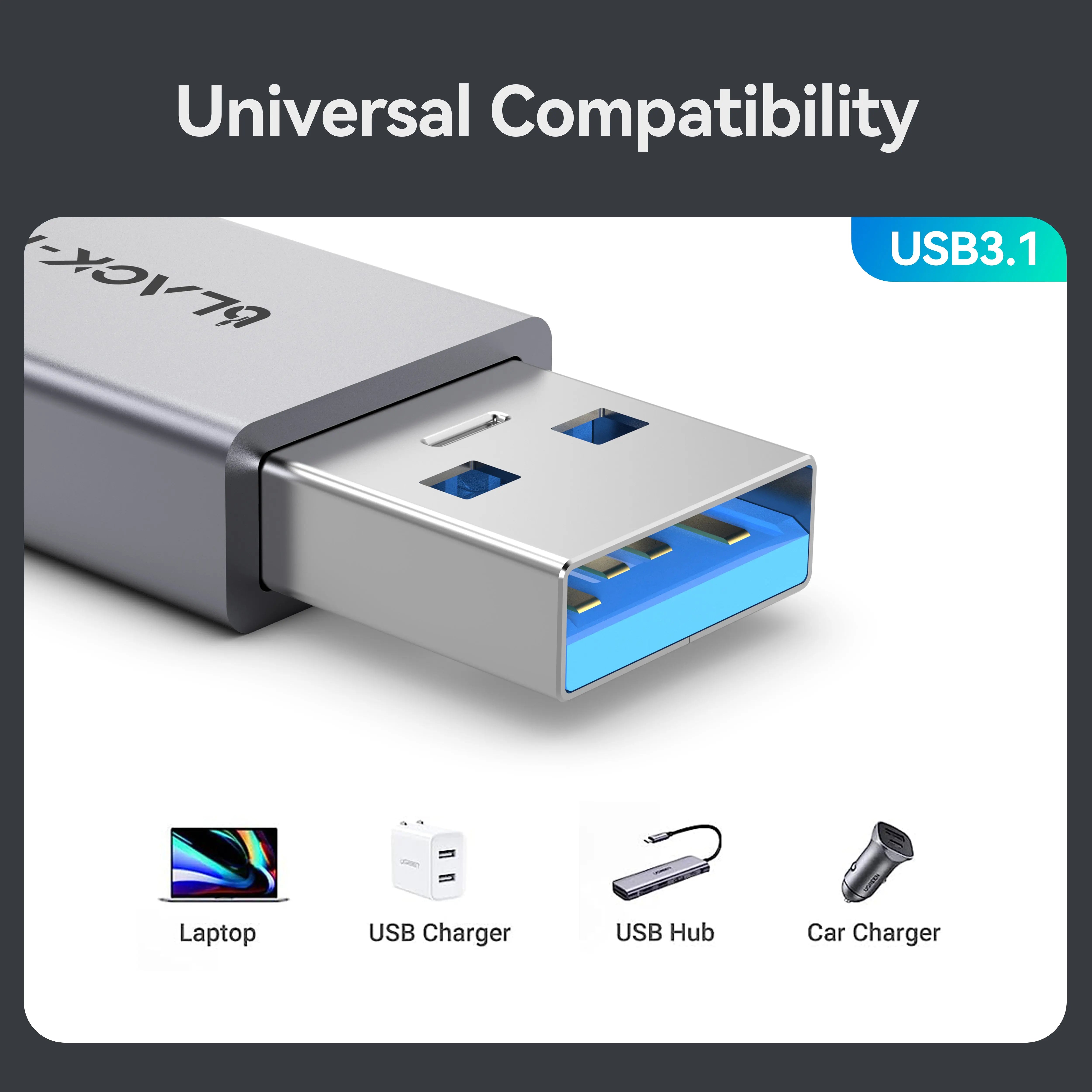 Black-i USB 3.1 Male to Type-C Female Converter 
