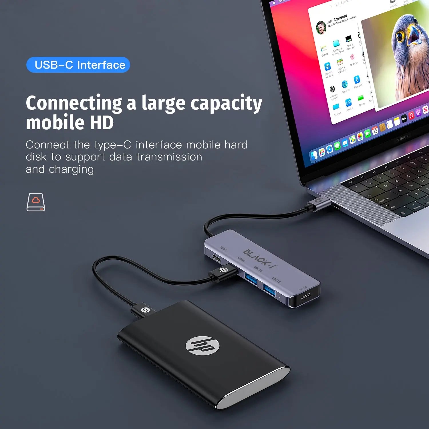 Black-i USB-C to 2*USB-C & 2*USB 3.0 Hub 
