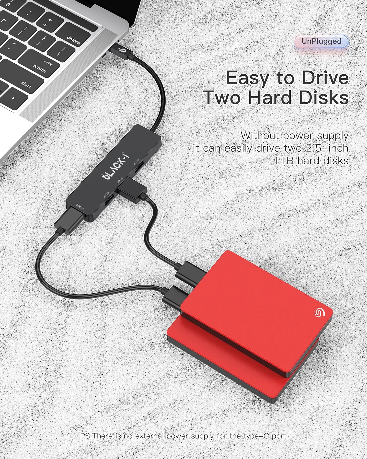Black-i USB-C to 4-Port USB 3.0 Hub 