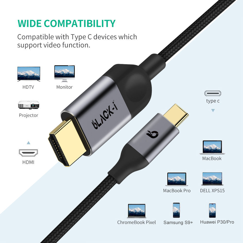Black-i USB-C to HDMI 4K Cable 1.8 Meter 